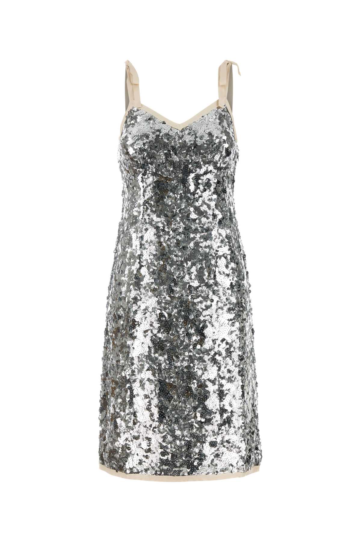 Prada Suspender Dress In Silver