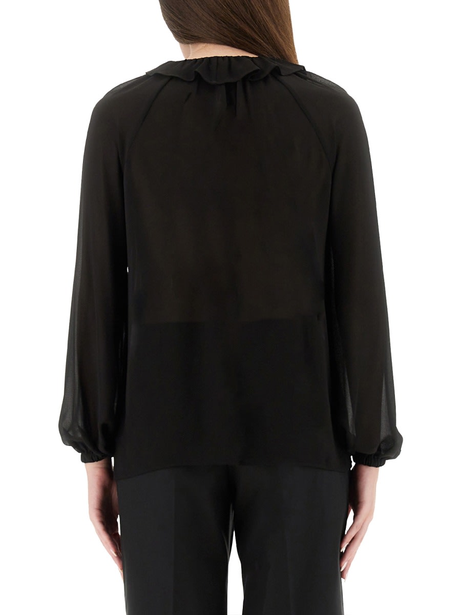 Michael Kors Ruffle Blouse In Black