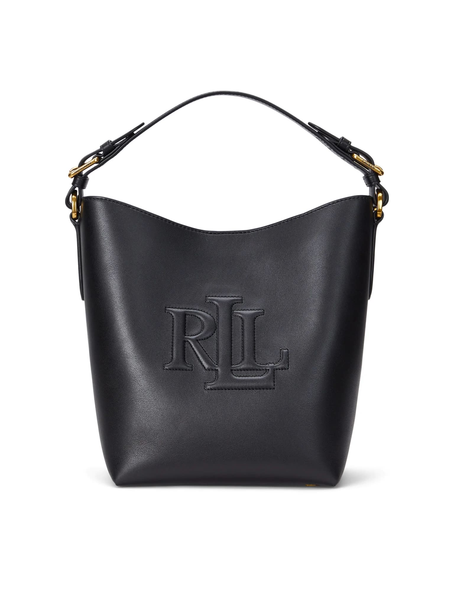 Shop Ralph Lauren Witley Md Bk Bucket Bag Medium In Black