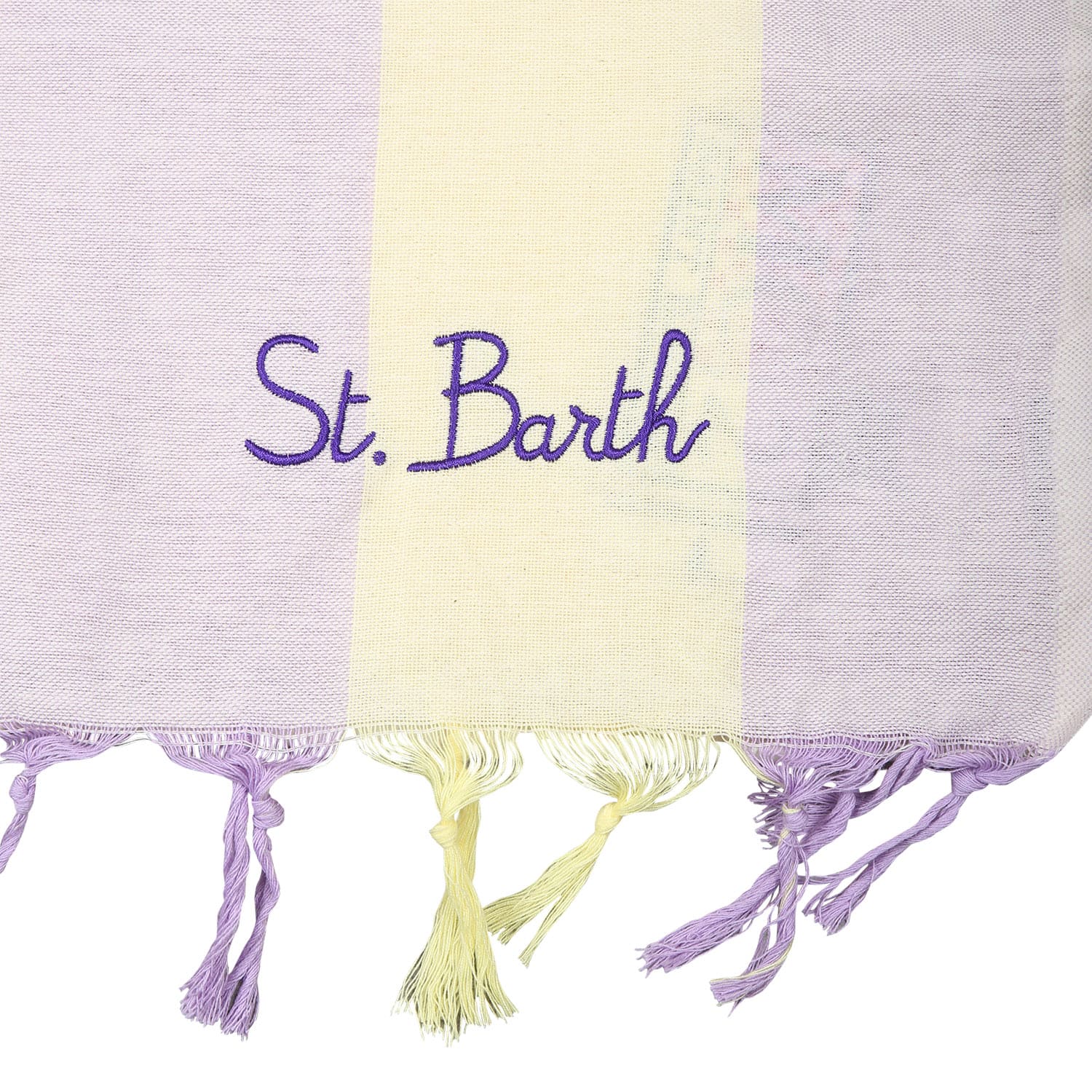 Shop Mc2 Saint Barth Purple Beach Towel For Girl With Logo  In Blue
