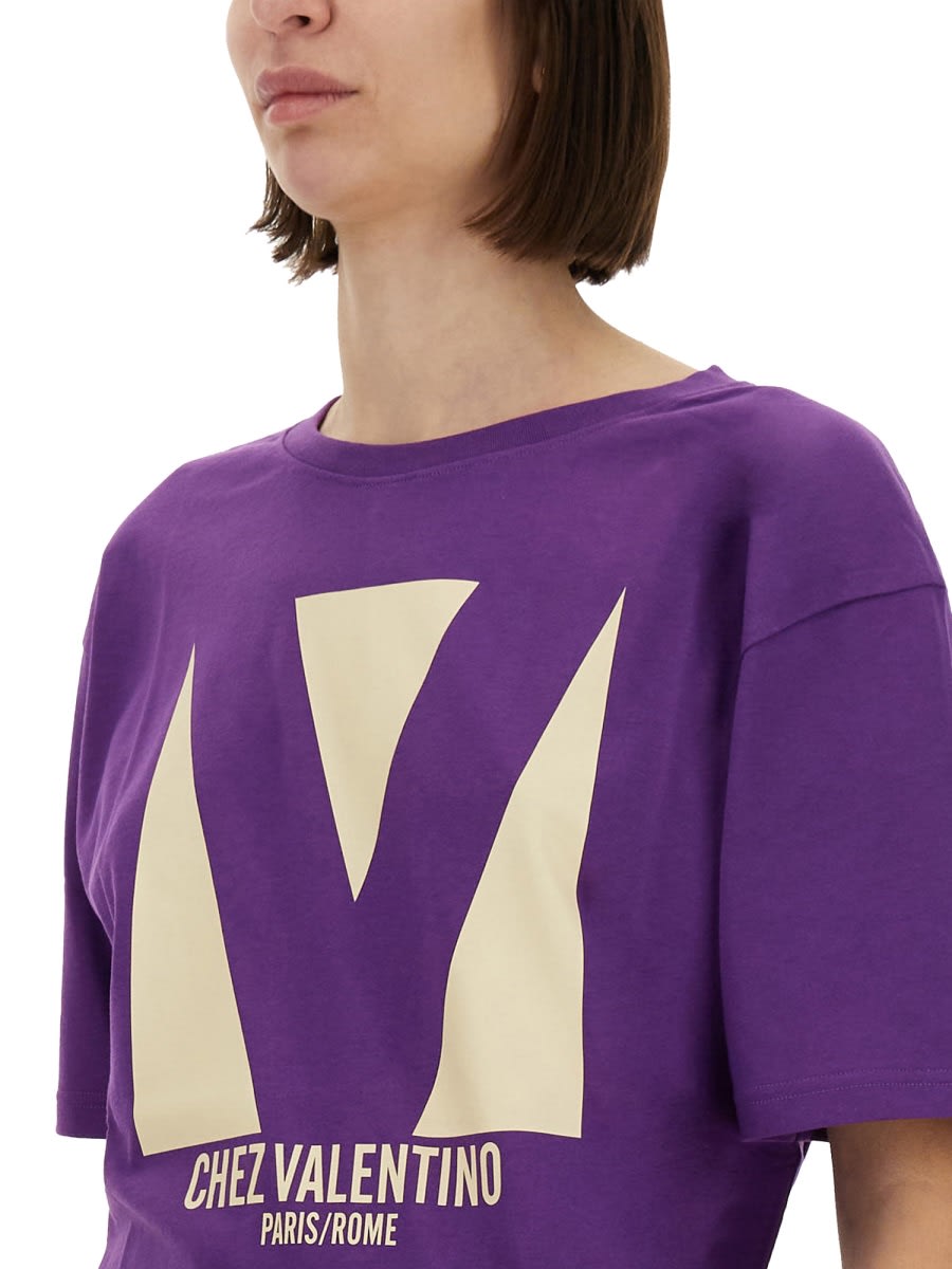 Shop Valentino Chez Print T-shirt In Purple