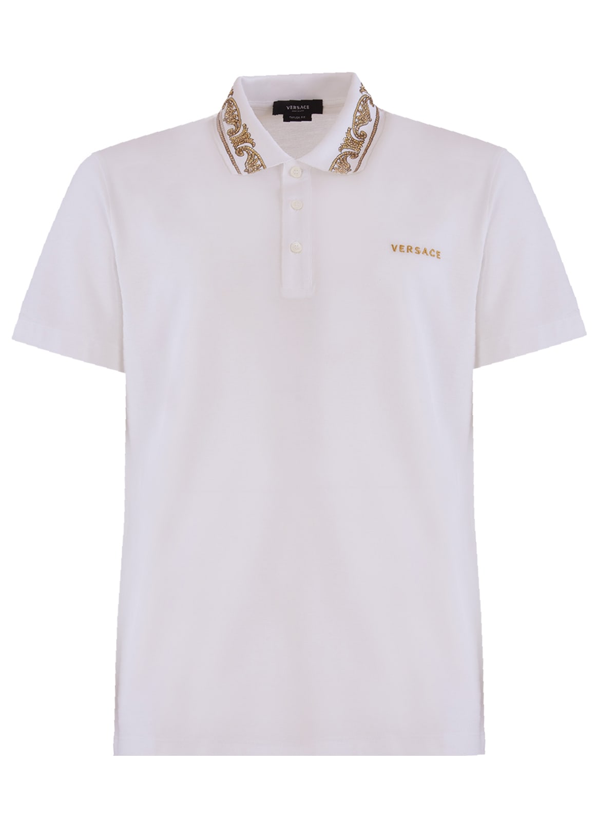 Versace Rhinestone-embellished Logo Polo Shirt