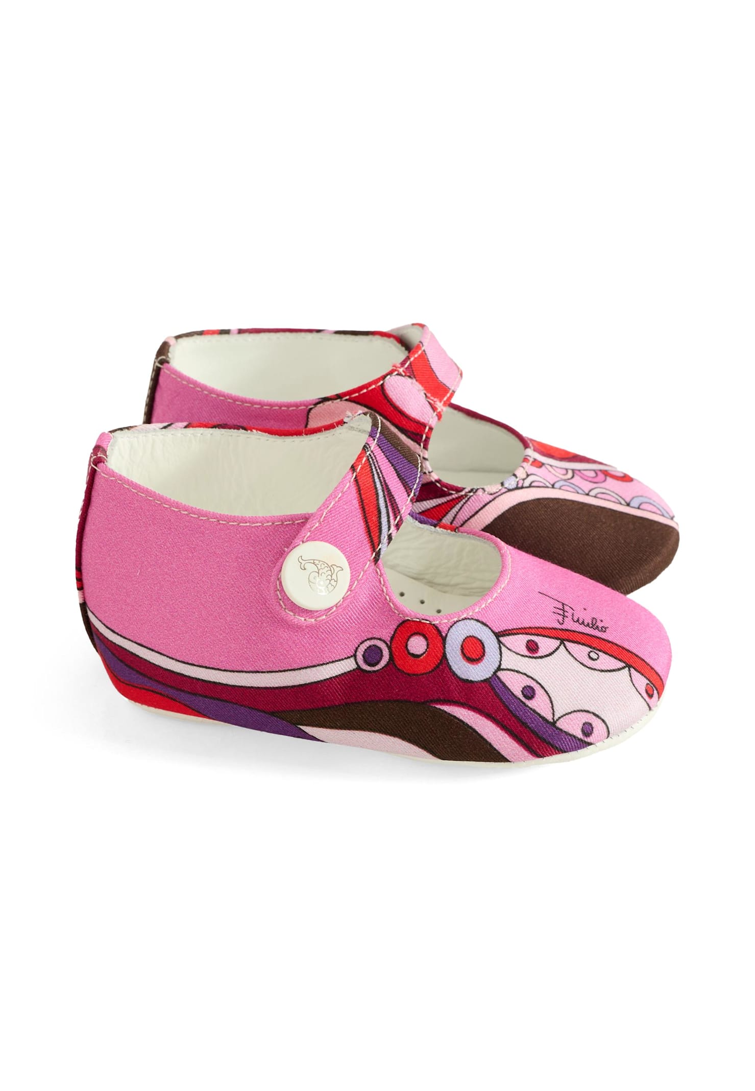 Pucci Fuchsia Ballet Flats For Baby Girl With Print In Pink