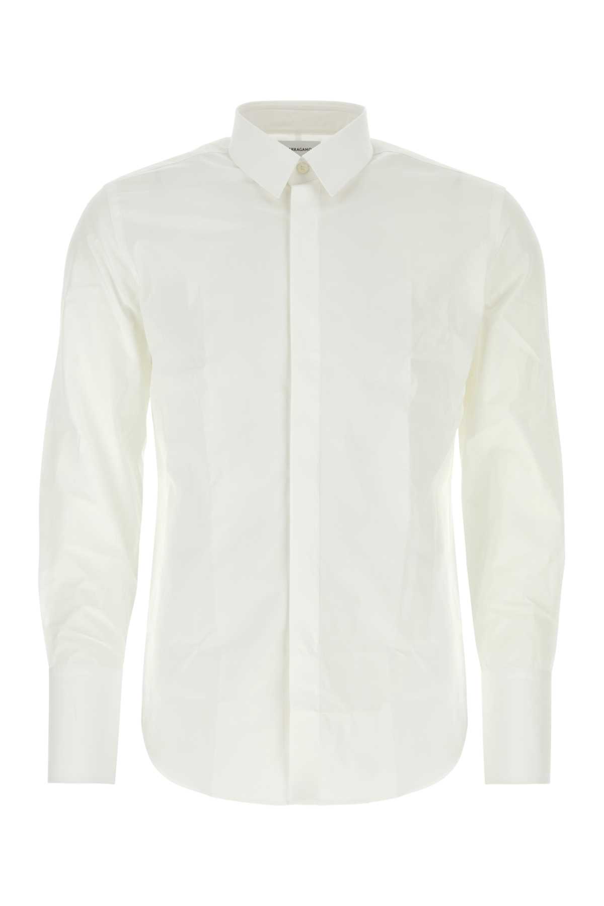 Shop Ferragamo White Poplin Shirt