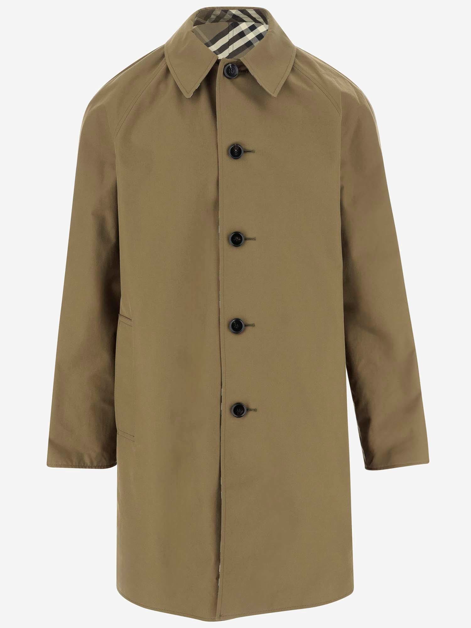 Shop Burberry Cotton Gabardine Coat With Check Pattern In Red