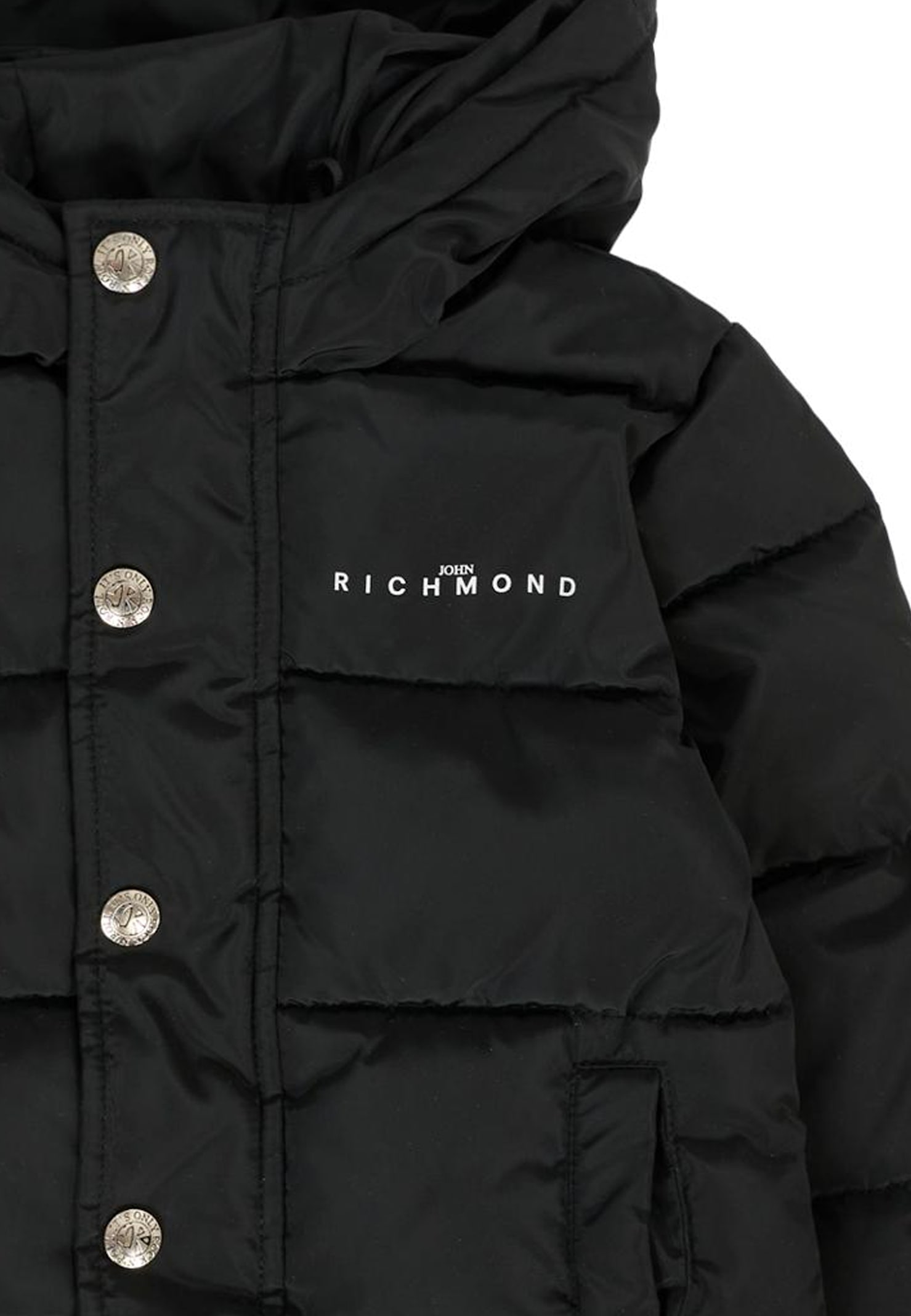 Richmond Black Down Jacket For Babykids With Logo In Black