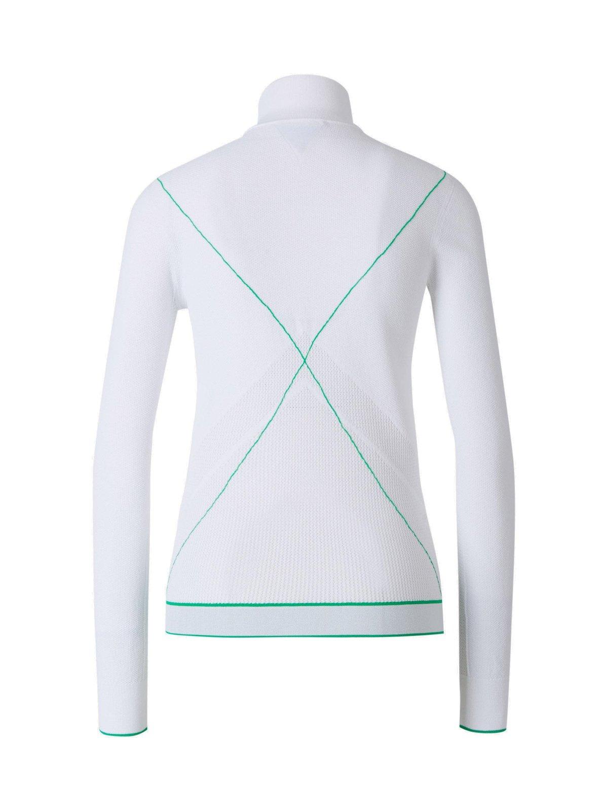 Shop Bottega Veneta Turtleneck Contrast Stitched Jumper In White