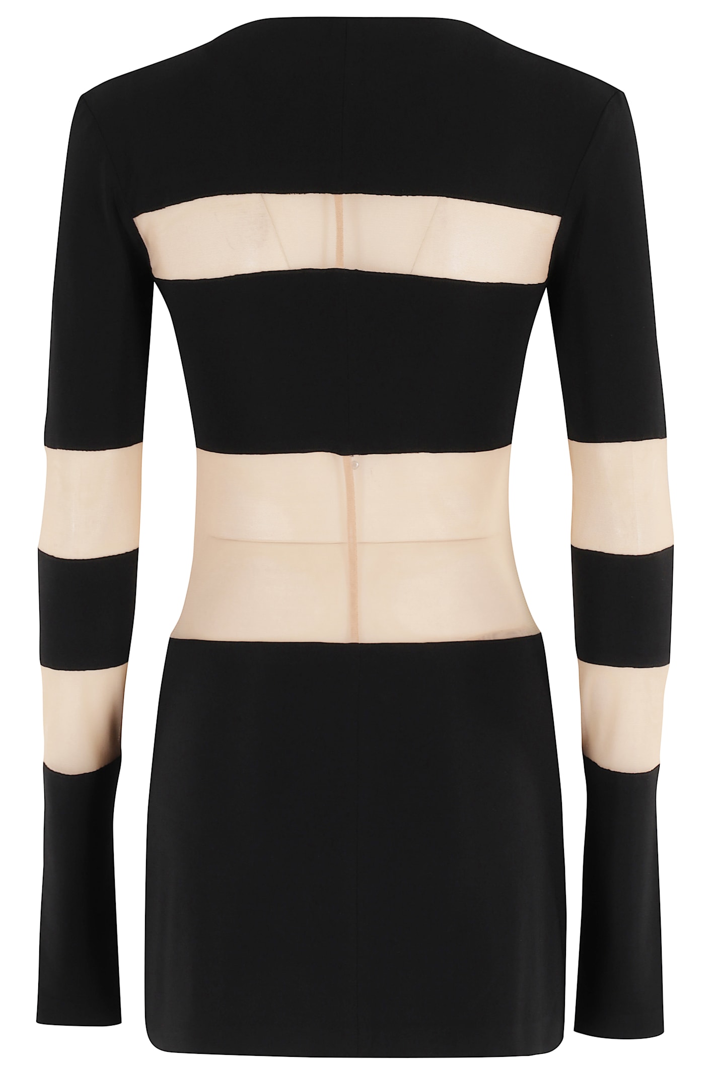 Norma Kamali Spliced Insert Pickleball Dress In Black Nude Mesh