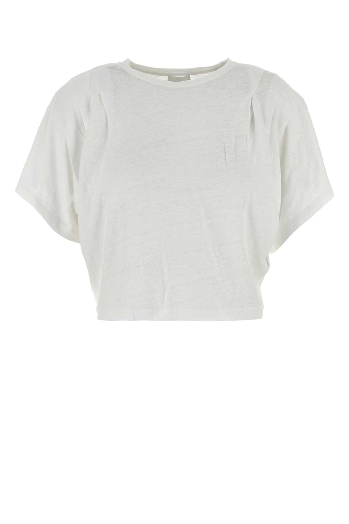 Isabel Marant Étoile White Linen Kyanza T-shirt In Gray