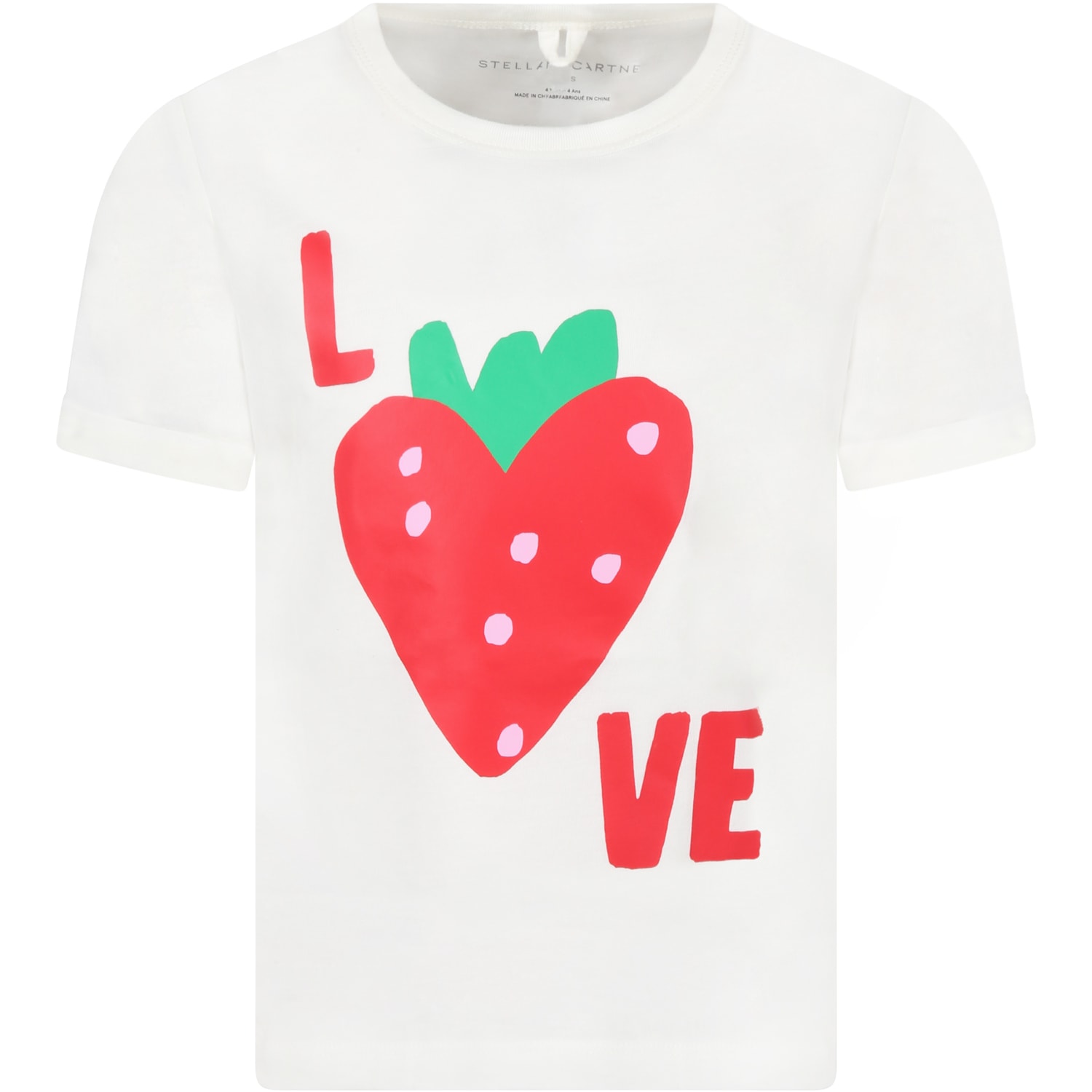 Stella McCartney Kids Ivory T-shirt For Girl With Strawberry