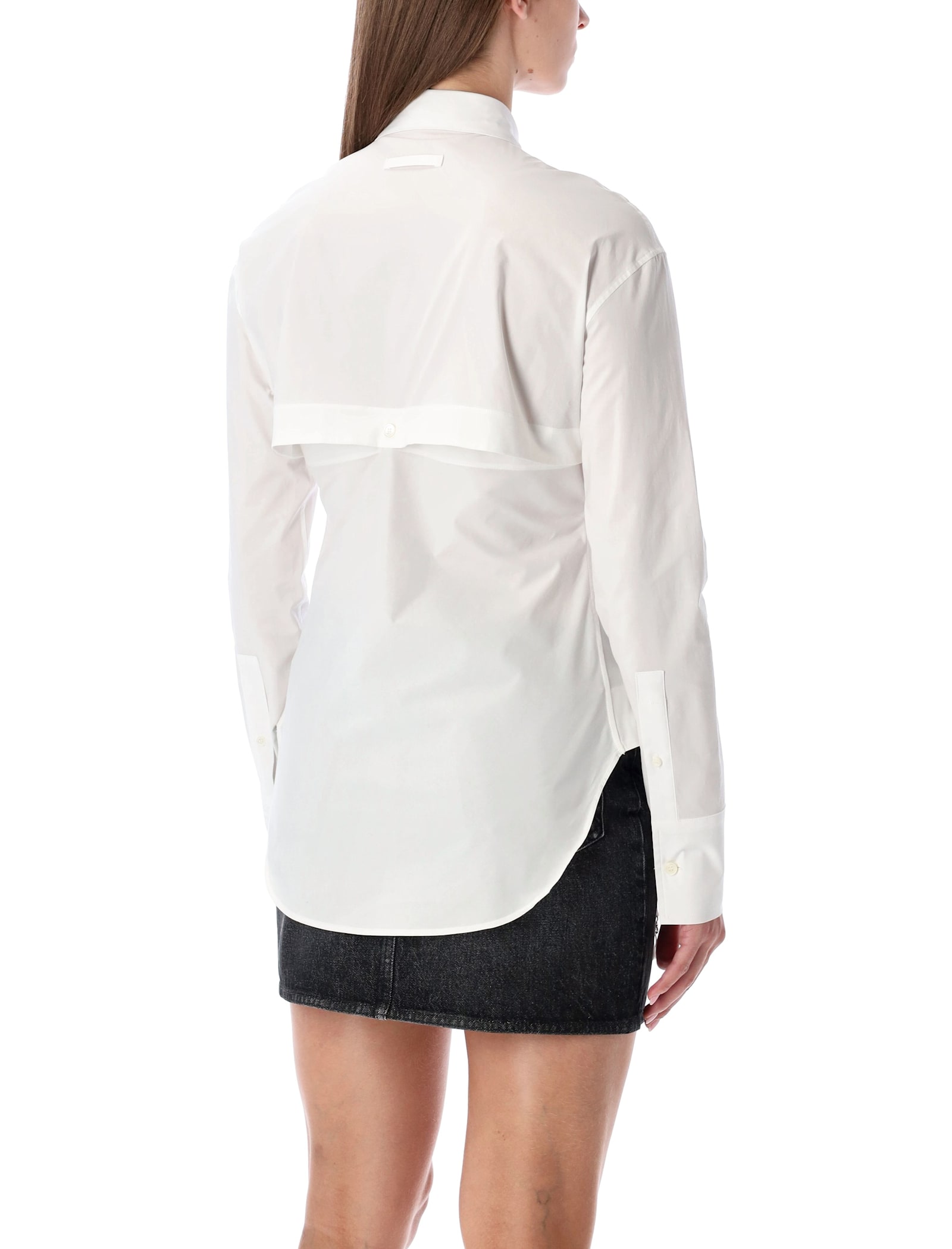 Jean Paul Gaultier Fitted White Cotton Garter Shirt In White