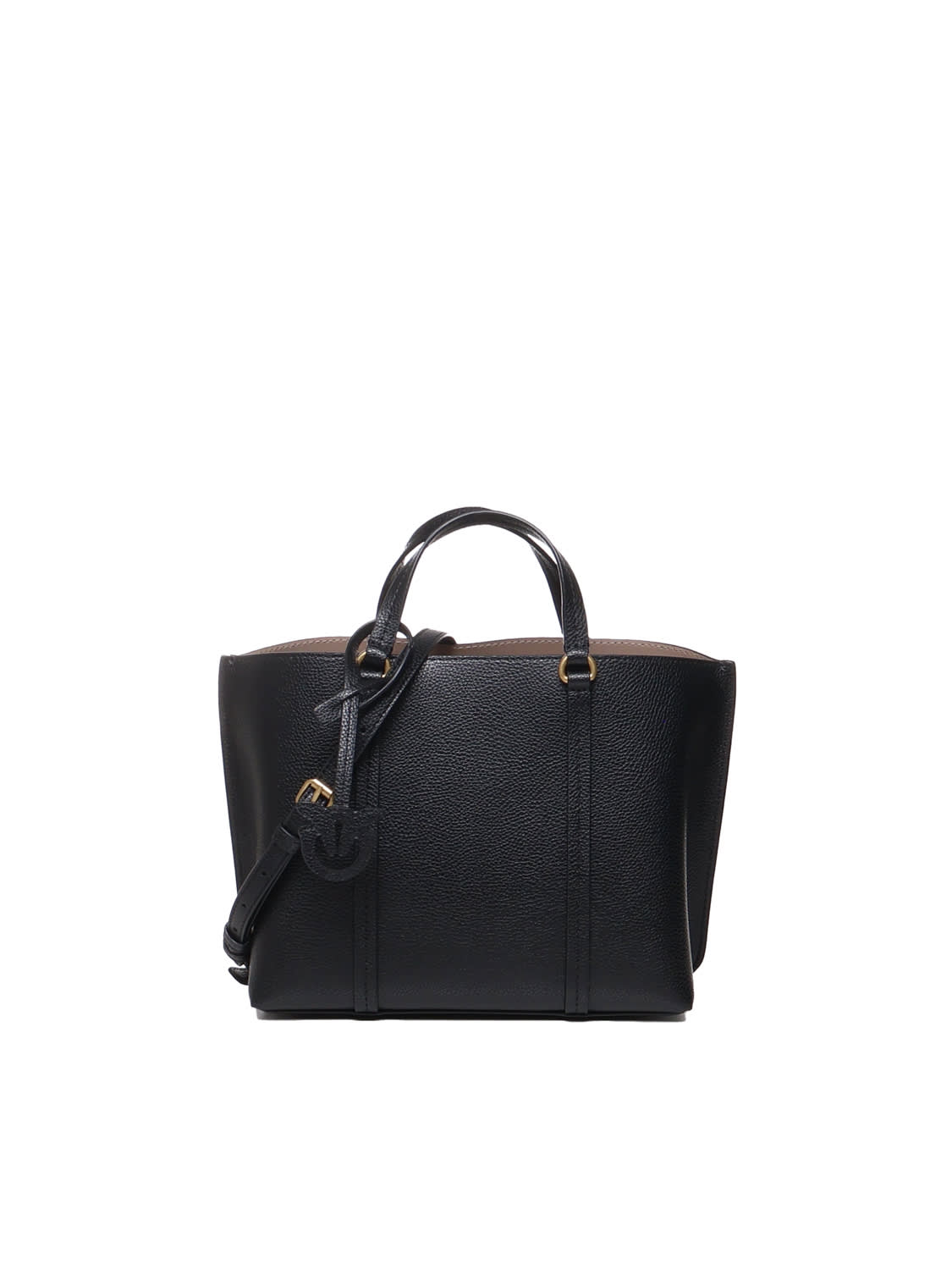 Pinko Classic Tumbled Leather Shopper Bag In Black