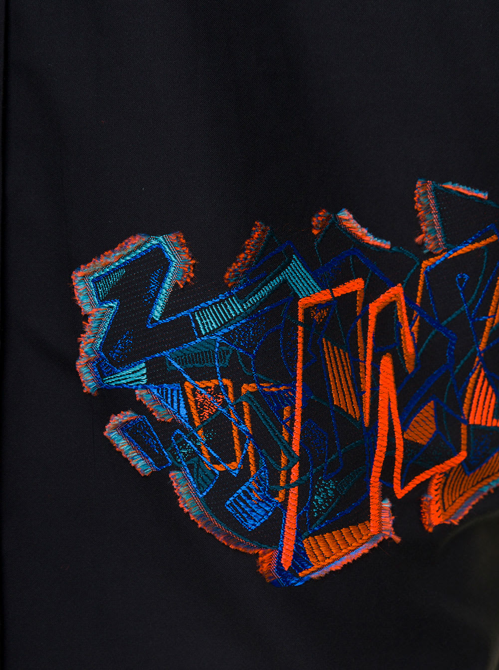 Shop Off-white Black Short Sleeved Shirt With Multicolor Graffiti Embroidery In Cotton Blend Man
