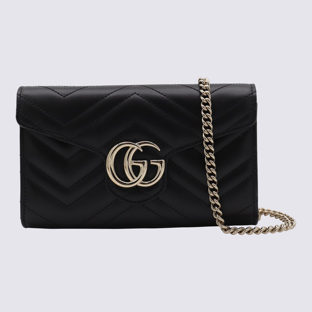 Gucci Black Leather Gg Marmont Wallet