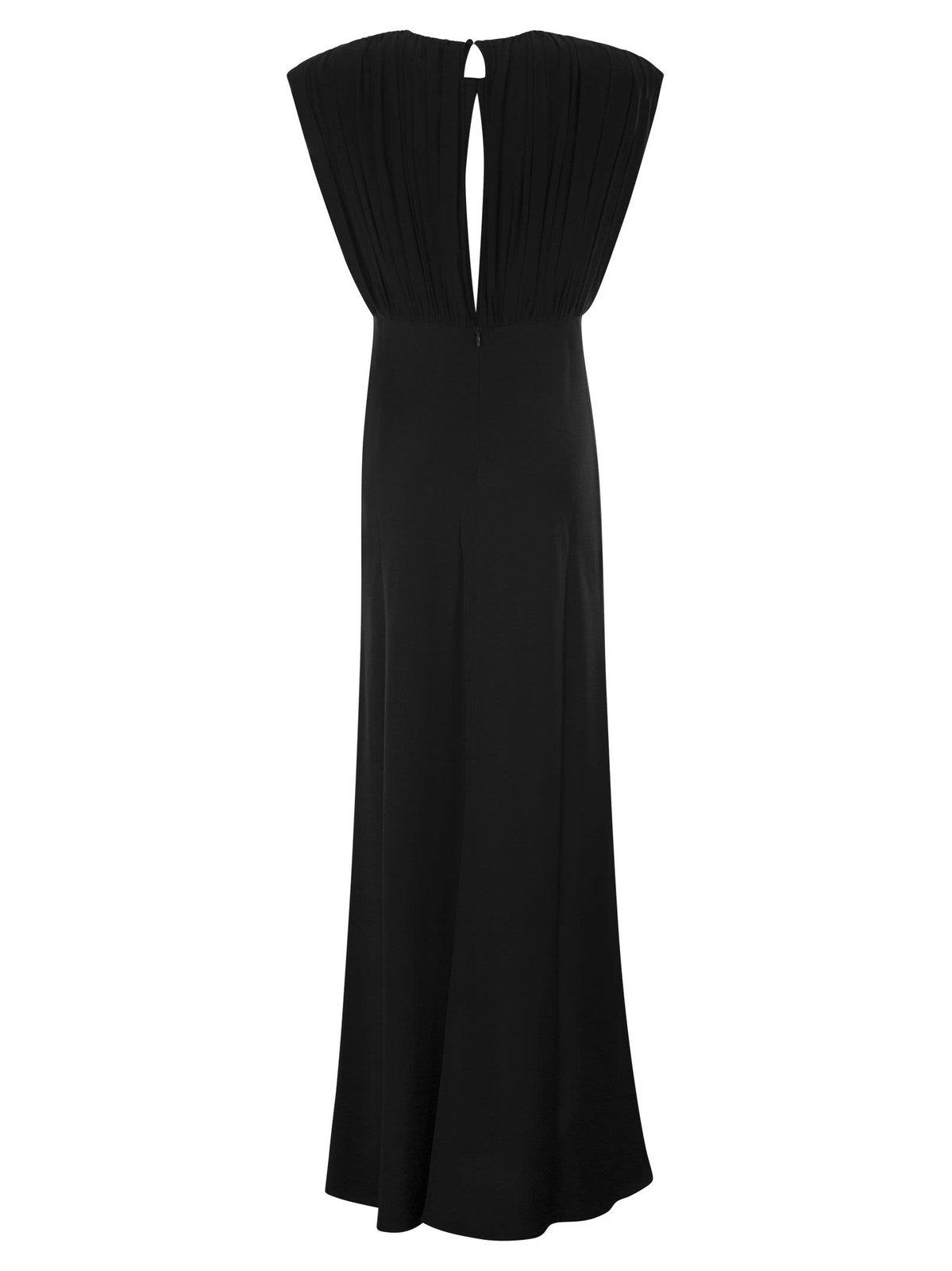 Shop Max Mara Randers Pleated Maxi Dress In Black