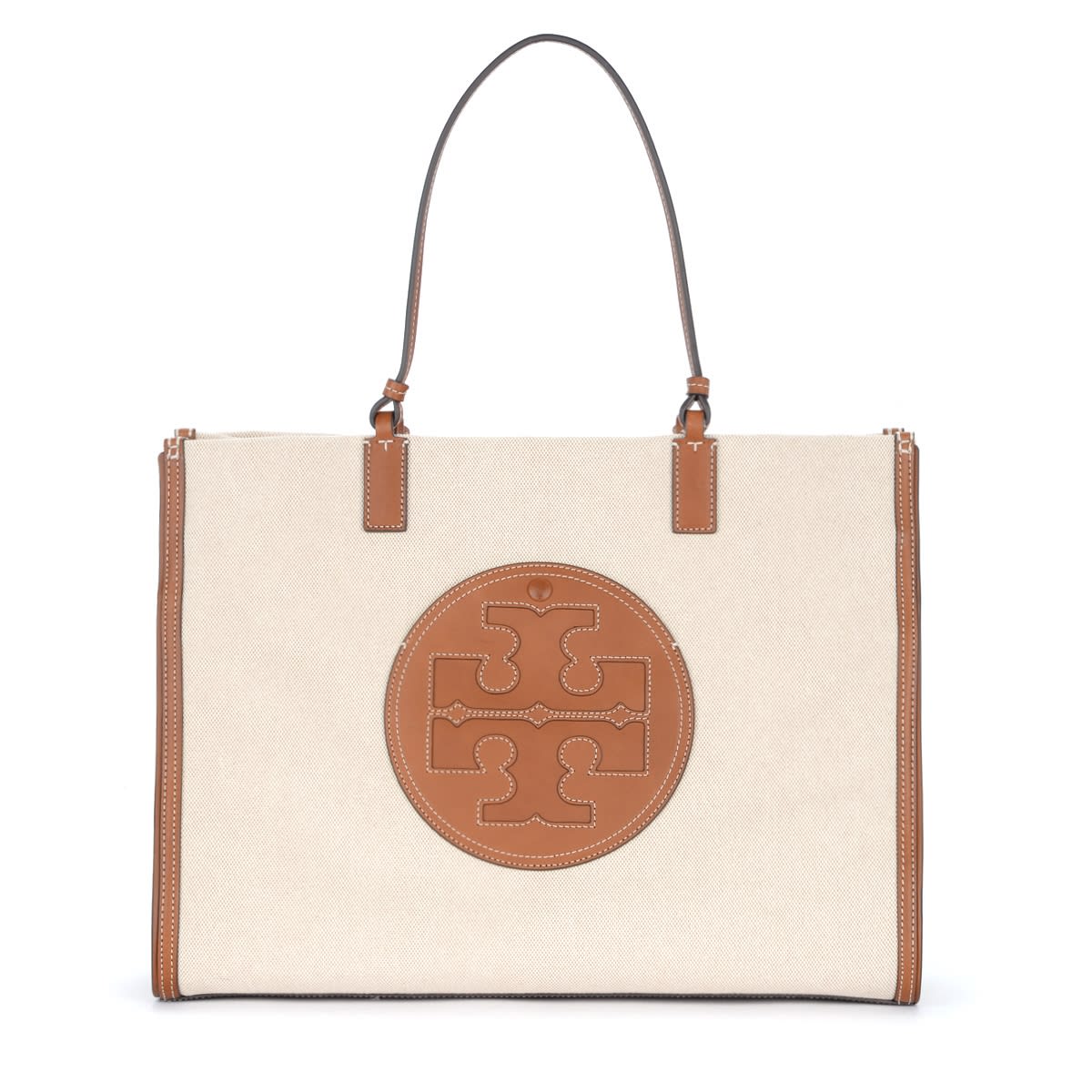 Tory Burch Ella Shopping Bag In Canvas And Leather