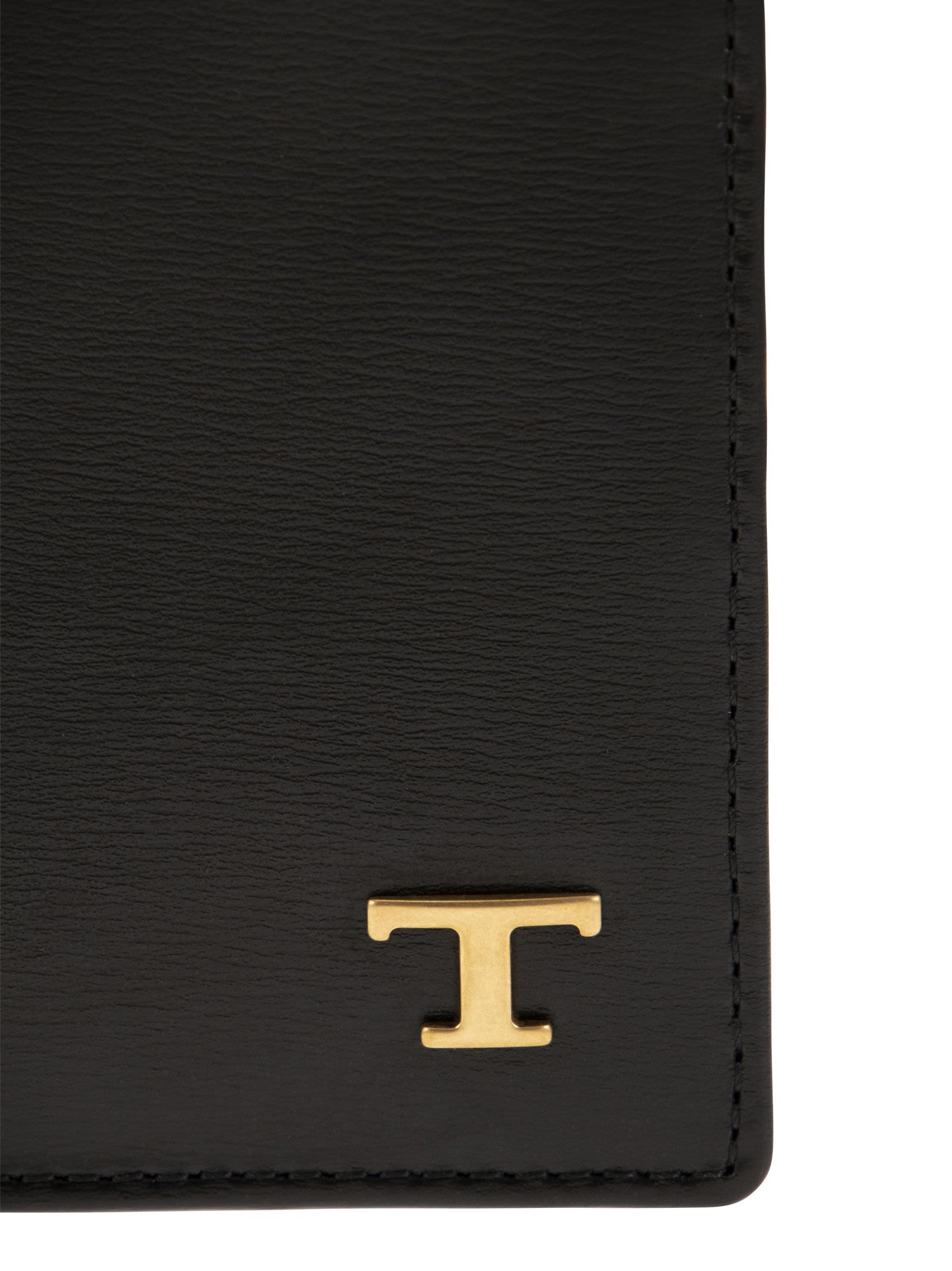 Shop Tod's Leather Wallet With Logo In Black