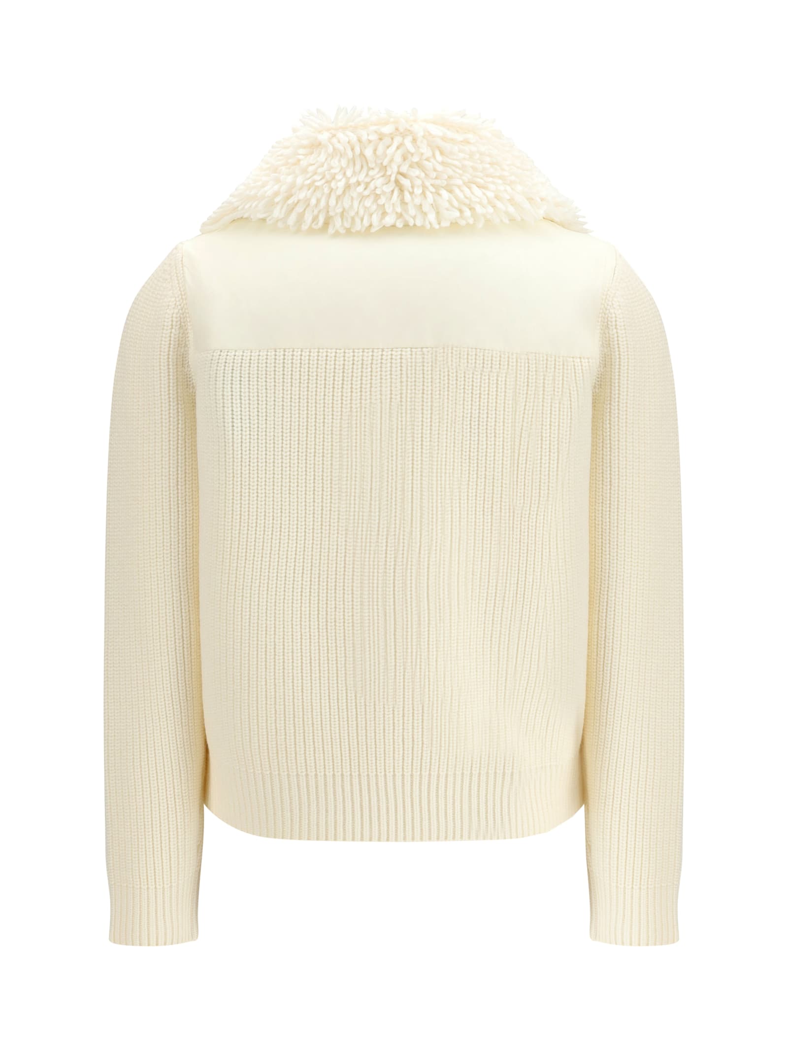 Moncler Padded Wool Zip-up Cardigan In White