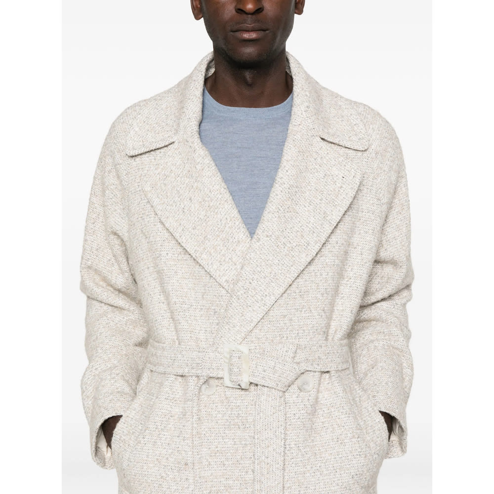 Hevo Belted Coat In Gray