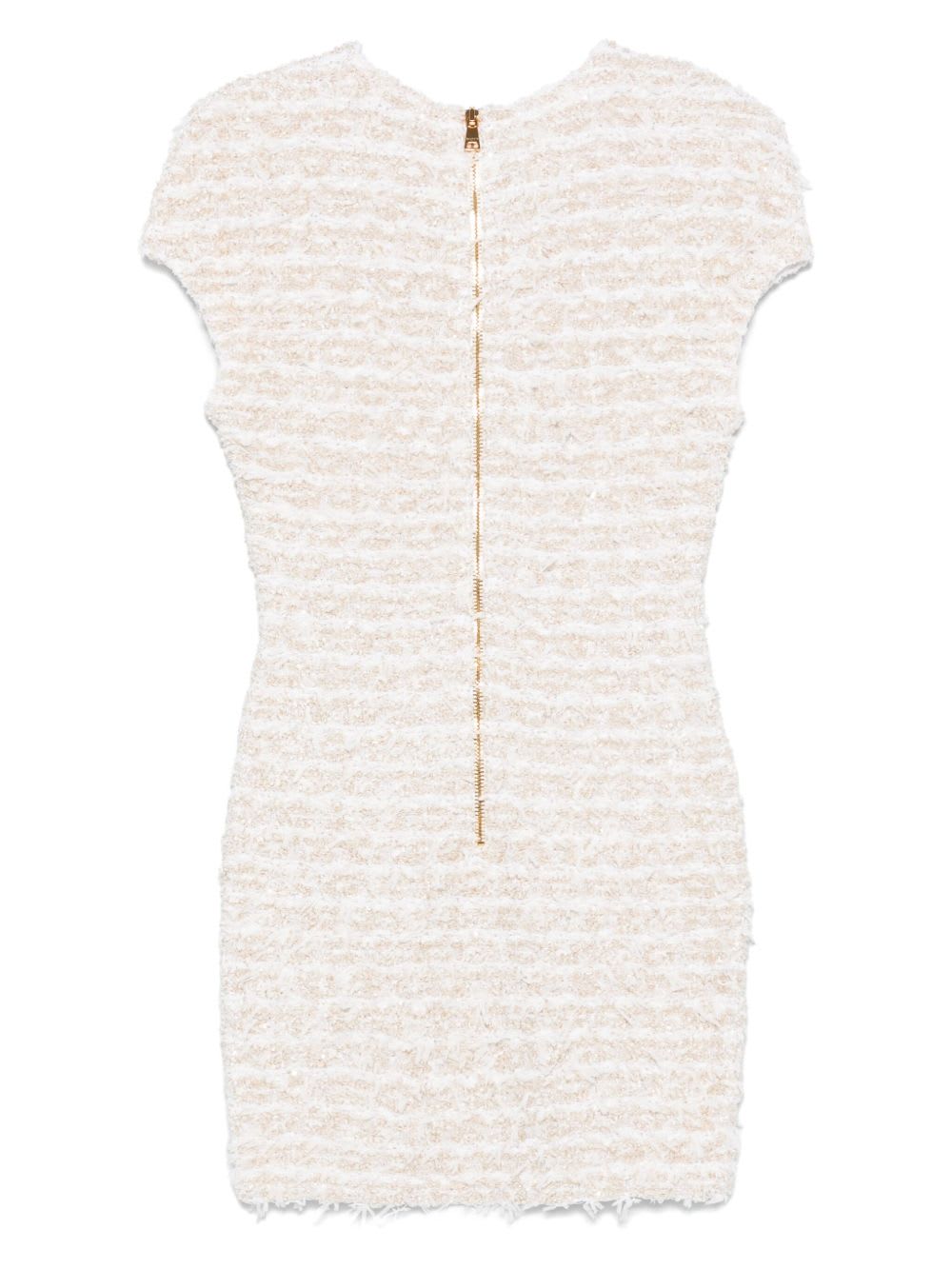 Balmain Mini Dress In Tweed Fabric In White