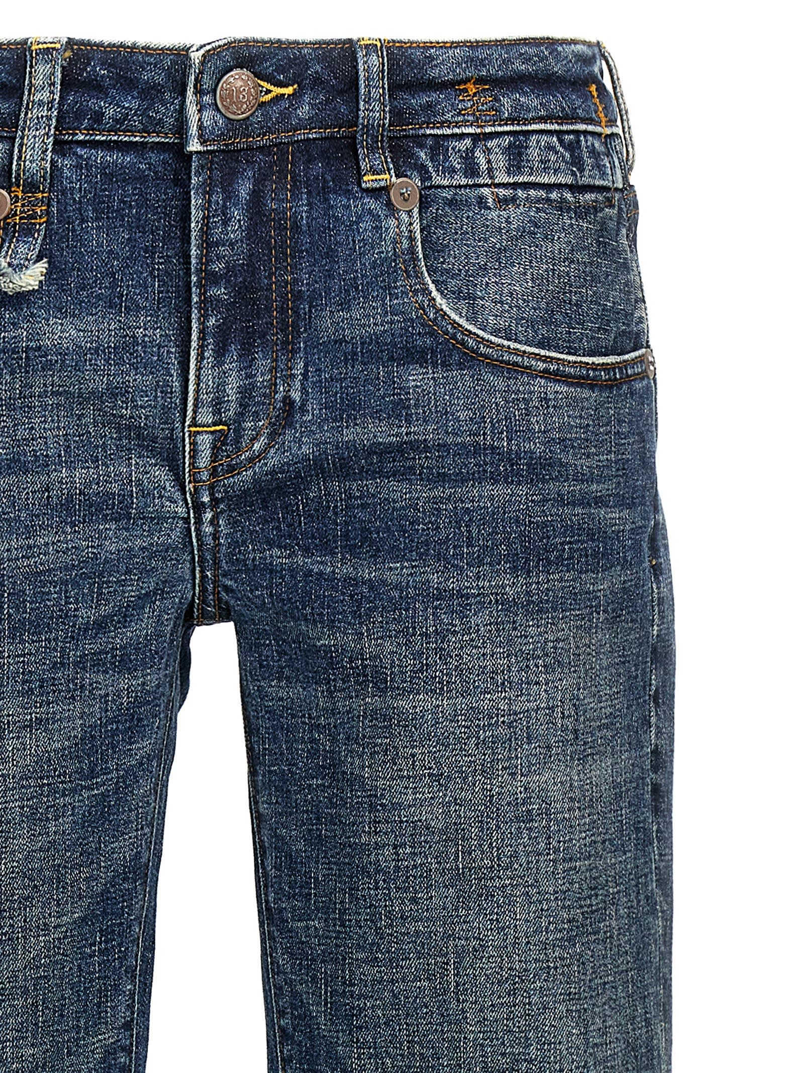 R13 Blue Overflow Boy Flare Jeans In Blue