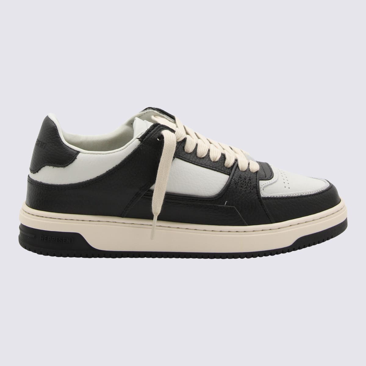 Shop Represent White And Black Leather Apex Sneakers