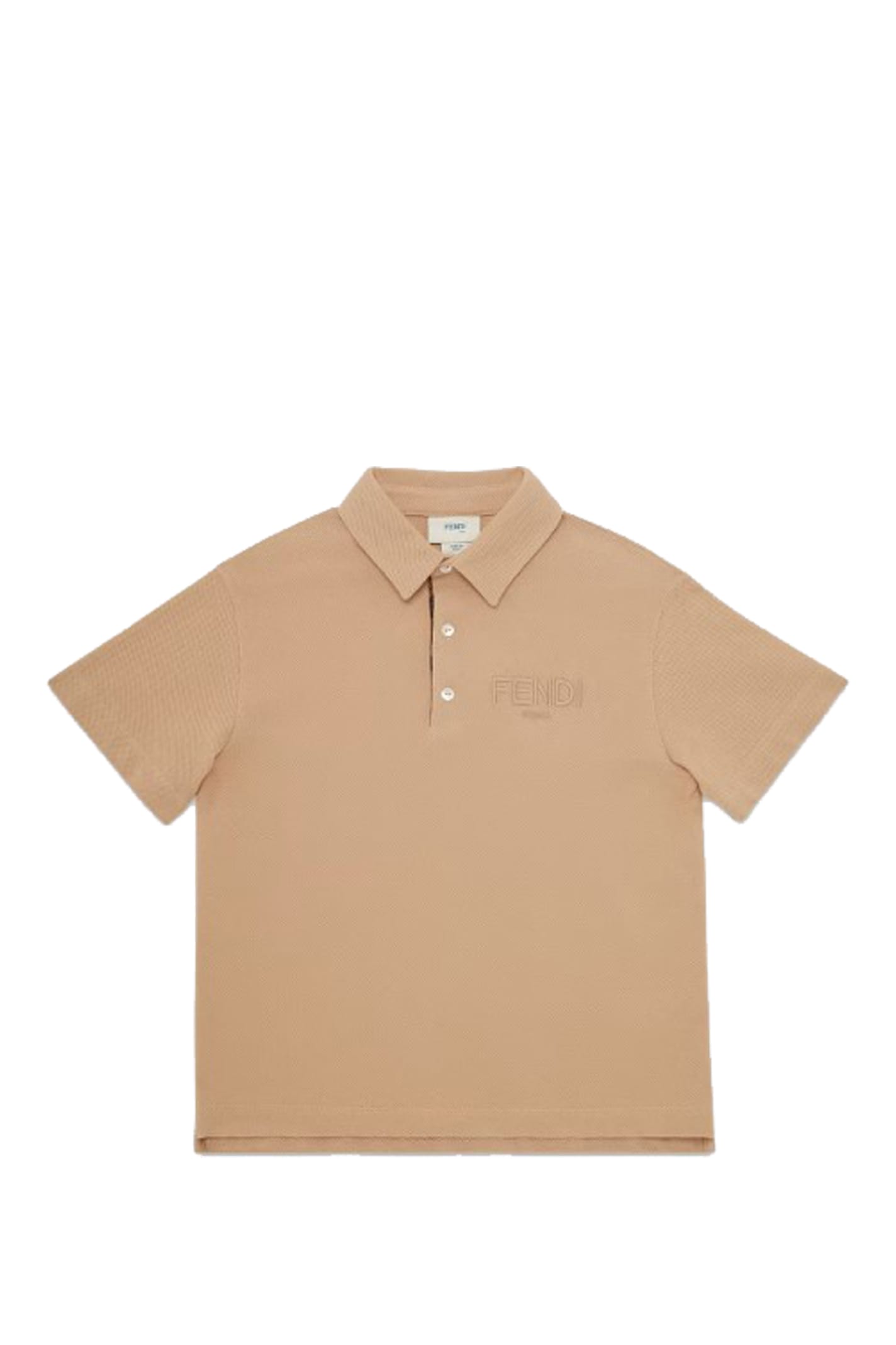 Shop Fendi Junior Polo Shirt In Beige