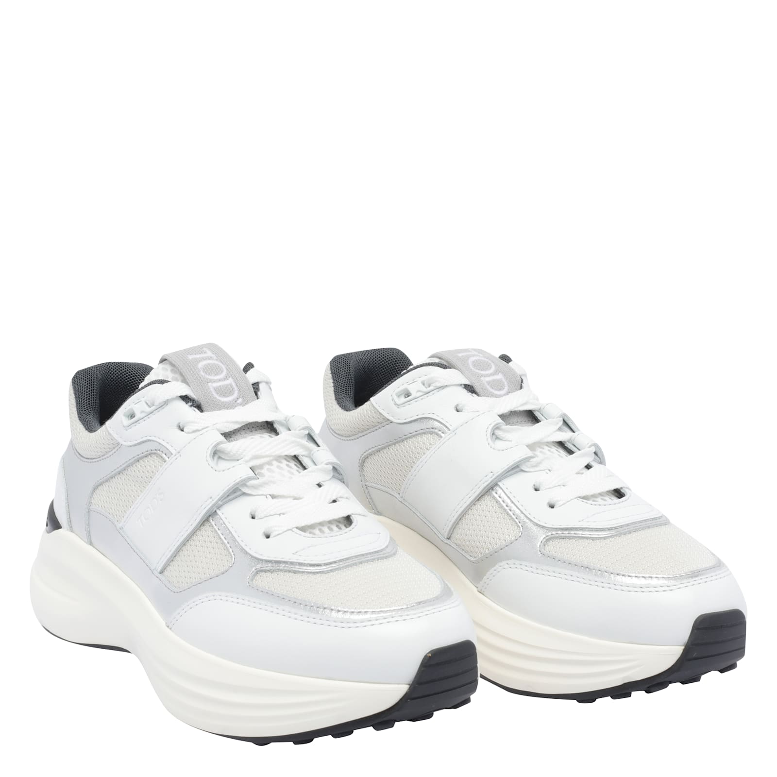 Tod's Sneakers In Leather And Fabric In White