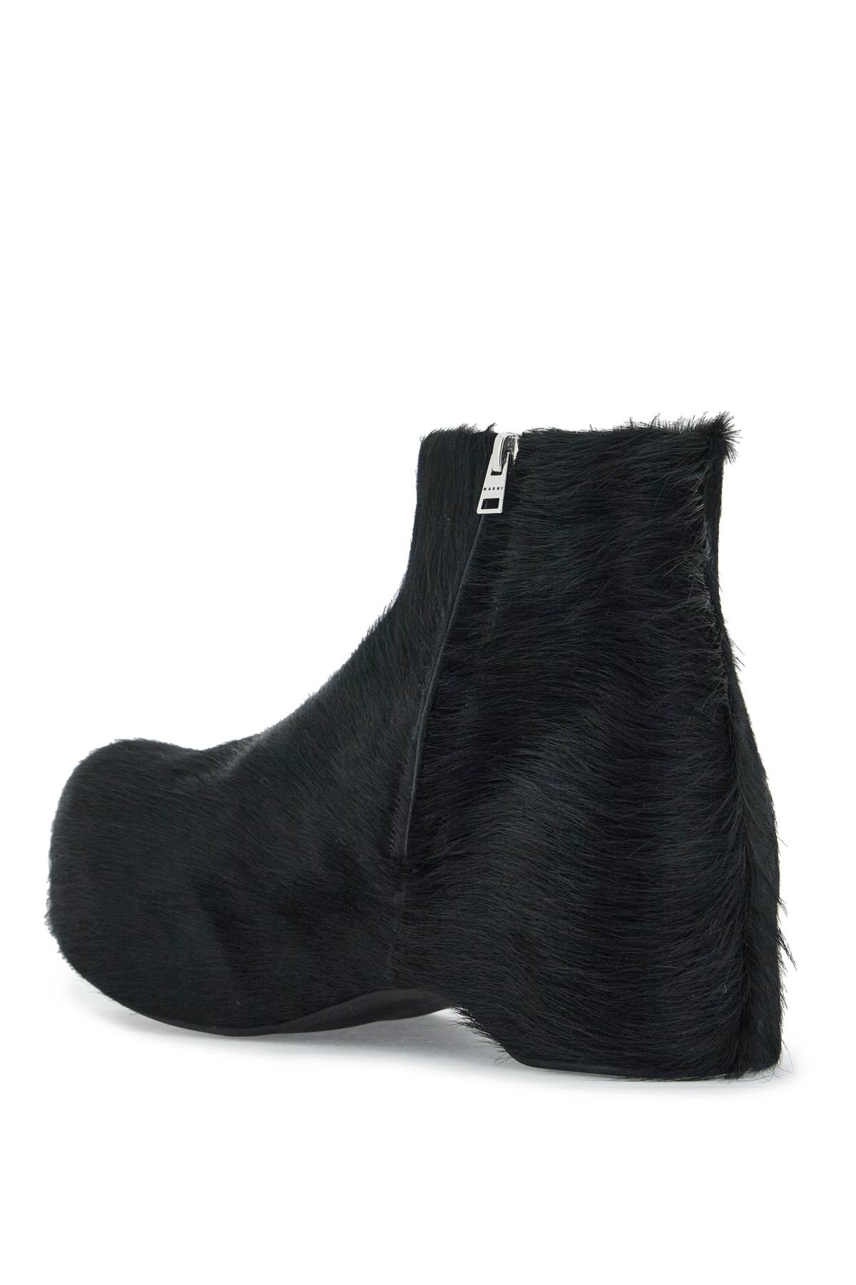 Shop Marni Long-haired Chunky Ankle Boots In Black (black)