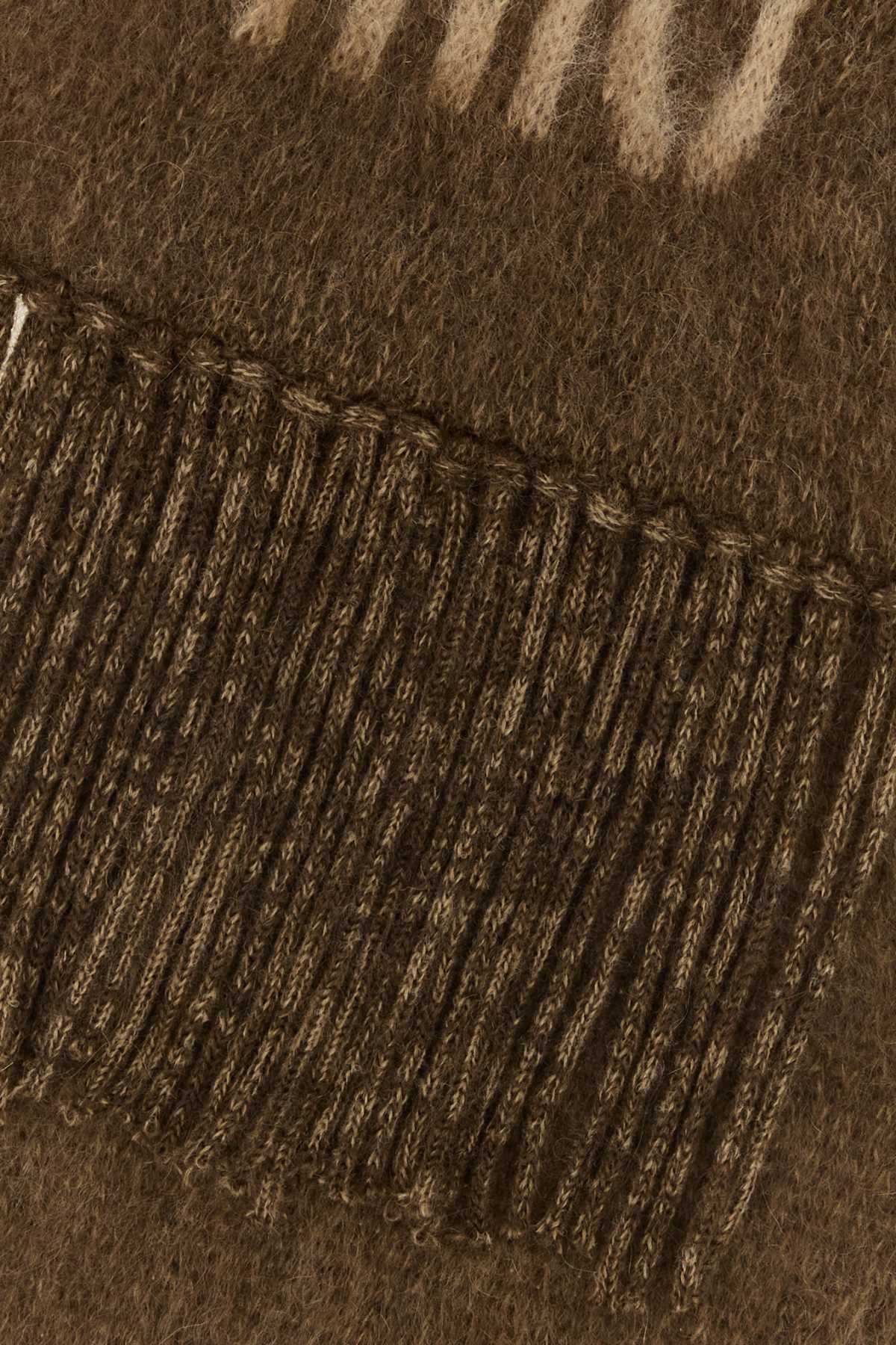 Miu Miu Brown Mohair Blend Scarf In Burgundy