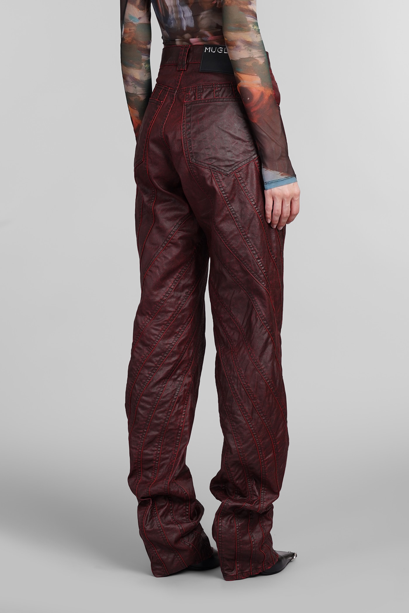 MUGLER JEANS IN BORDEAUX COTTON 