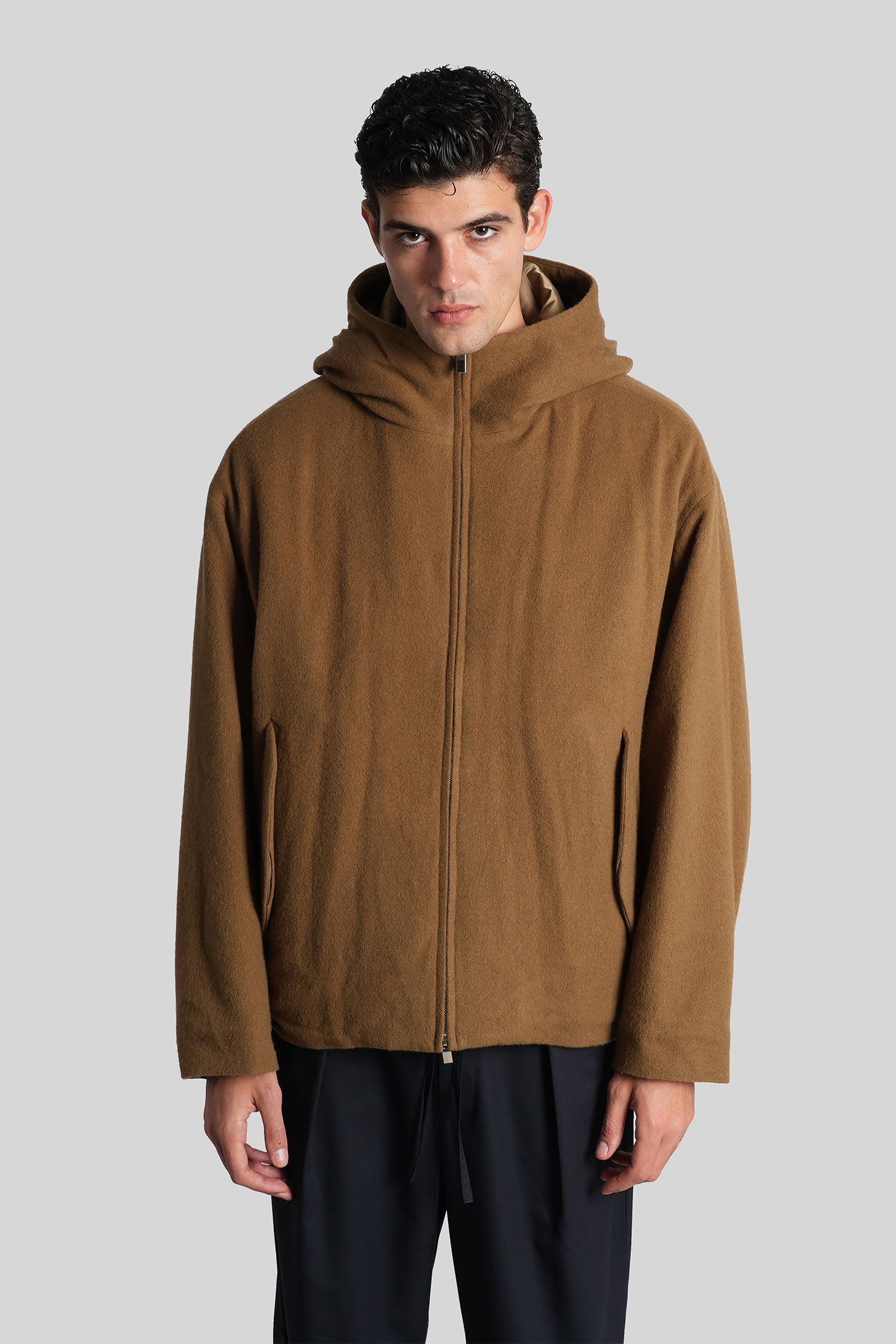 Attachment Casual Jacket In Camel Wool In Brown
