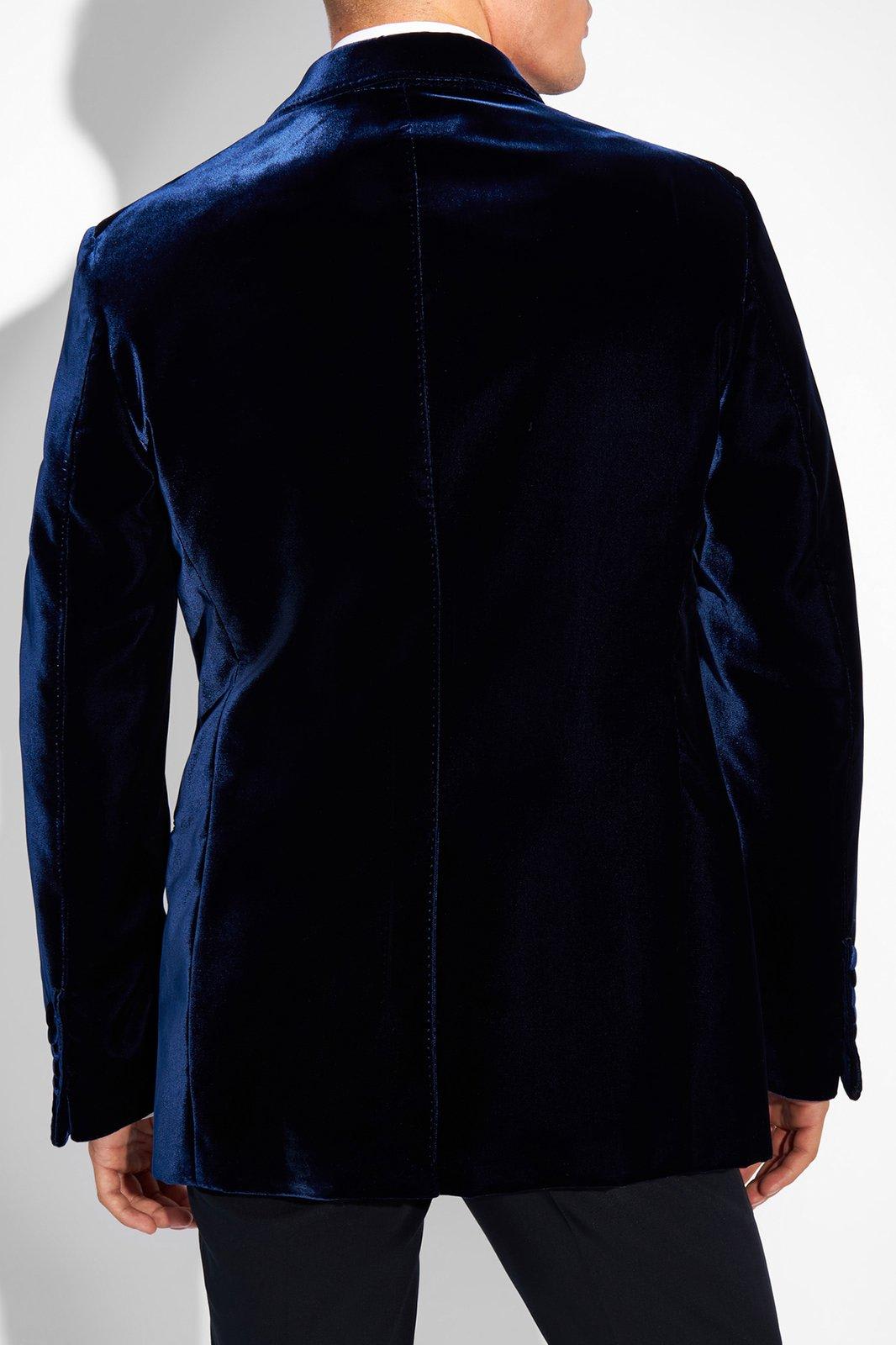 Shop Tom Ford Single-breasted Velvet Jacket In Blue