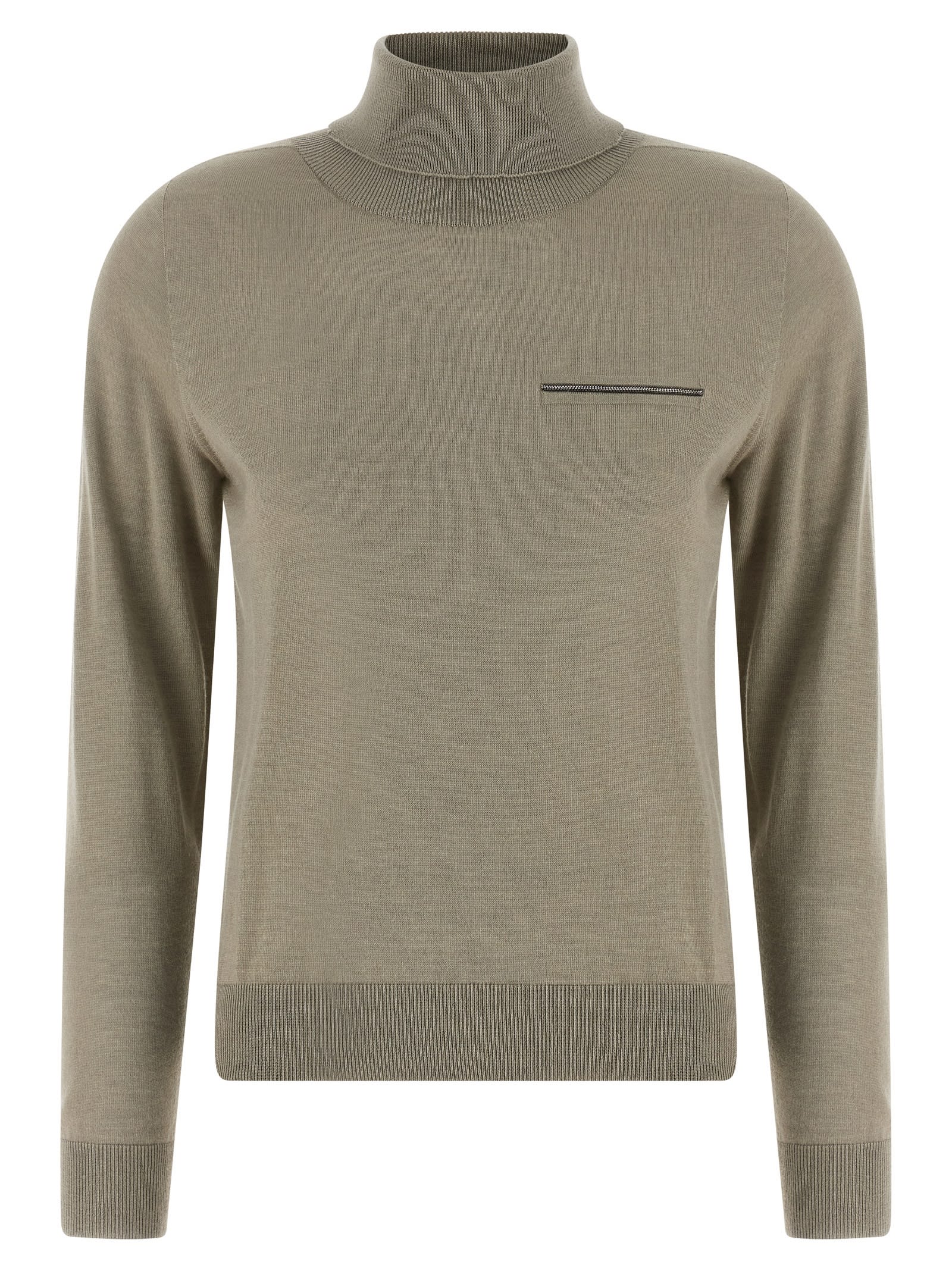 Peserico Jewel Pocket Turtleneck Sweater Sweaters And Cardigans Gray In Gray