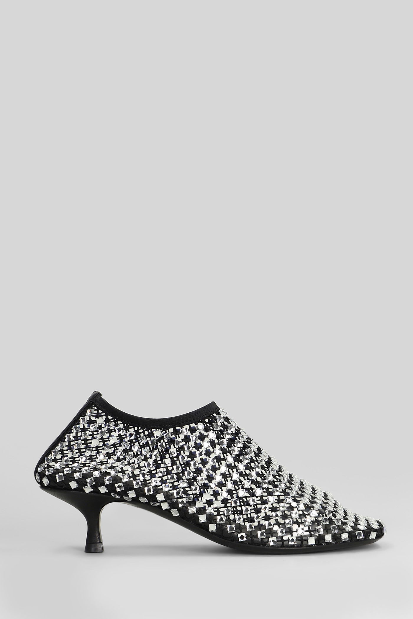 Christopher Esber Minette Bezeled 50mm Low Heels Ankle Boots In Black Nylon In Black