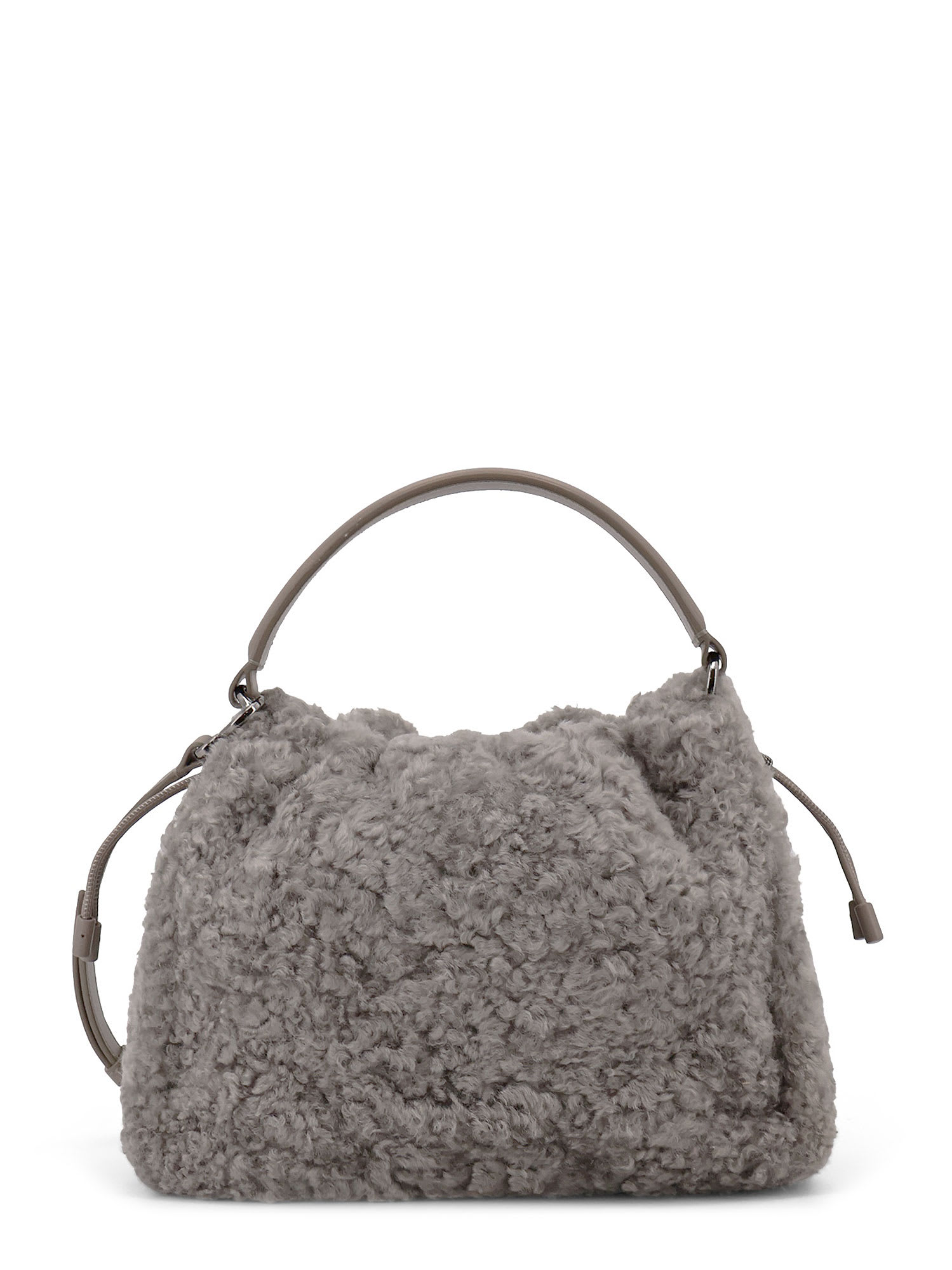 Brunello Cucinelli Women Bucket Mellow Small Shearling Fuzzy Bucket Bag In White