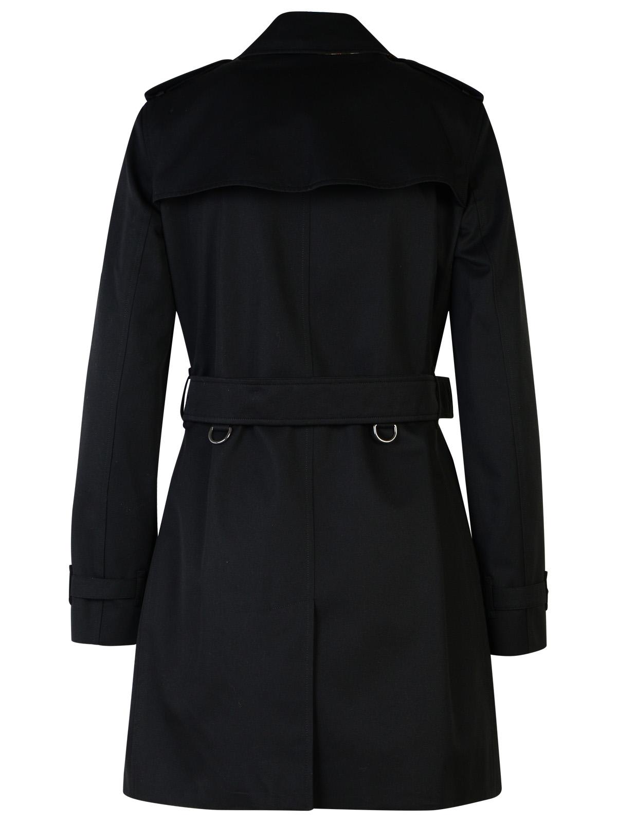 Shop Burberry Kensington Black Polyester Trench Coat