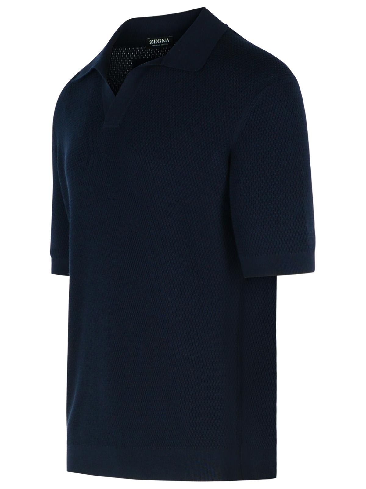 Shop Zegna Premium Polo Shirt In Blue Cotton