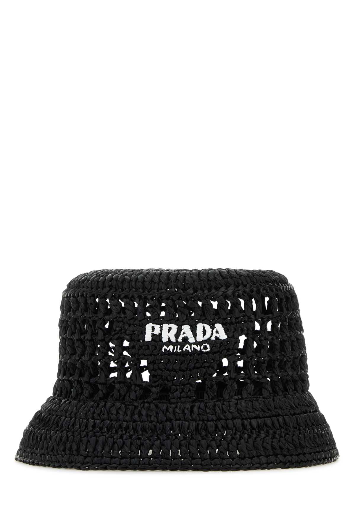 Shop Prada Black Raffia Bucket Hat In Nero