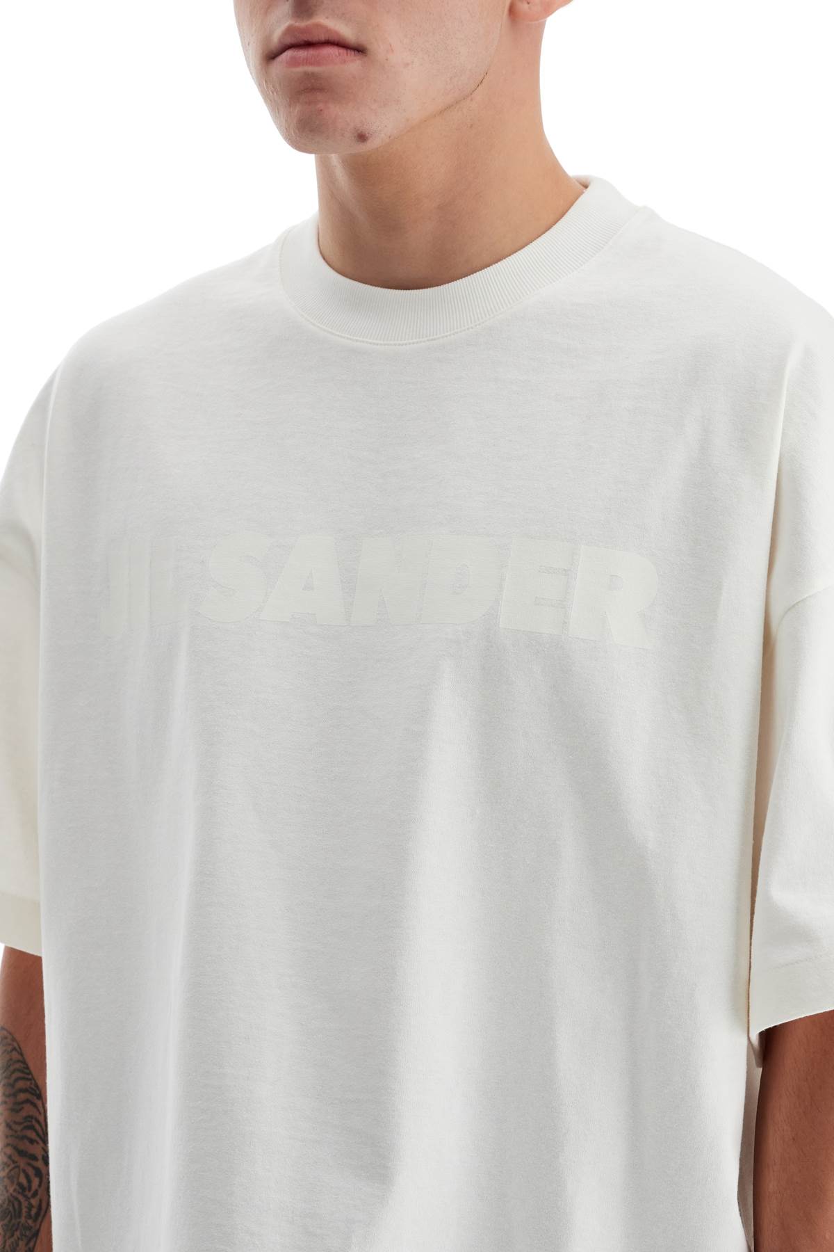 Shop Jil Sander Logo Print Boxy T-shirt In Porcelain (white)