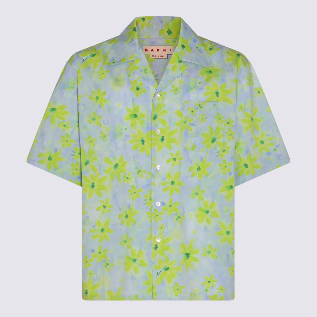 Marni Aquamarine And Green Cotton Shirt