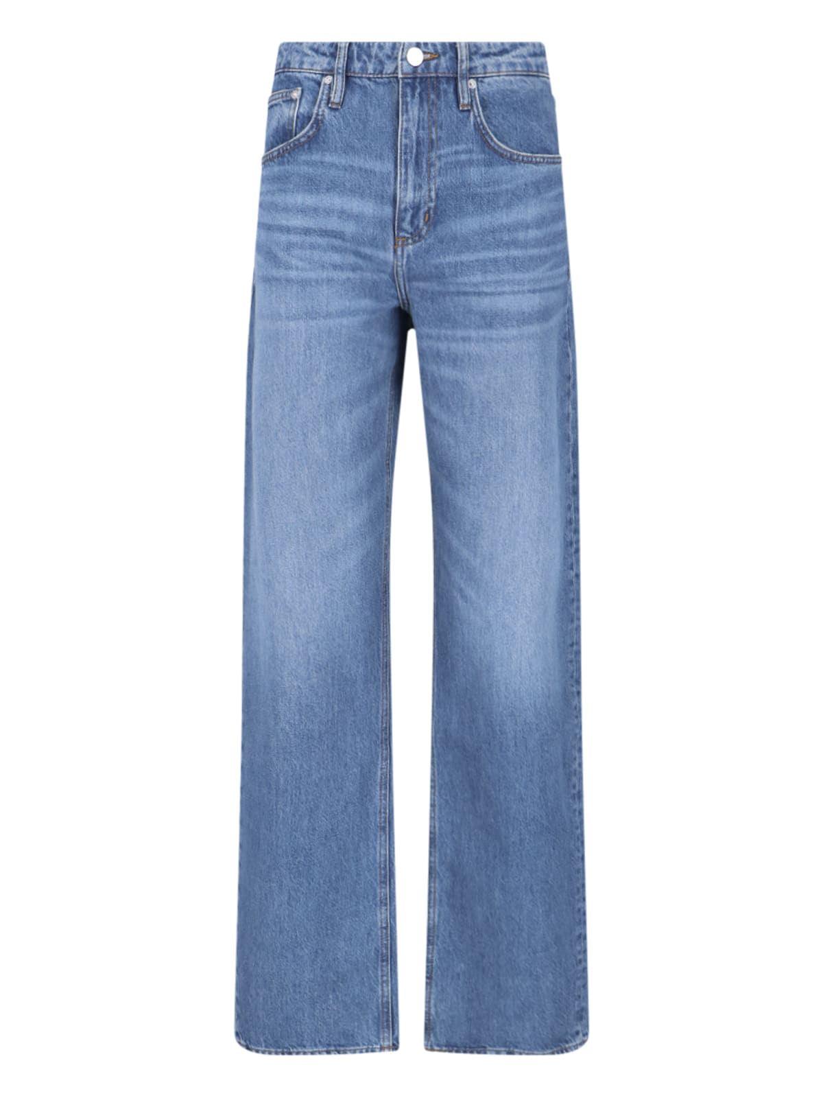 Shop Frame Extra Long Barrel Jeans In Blue