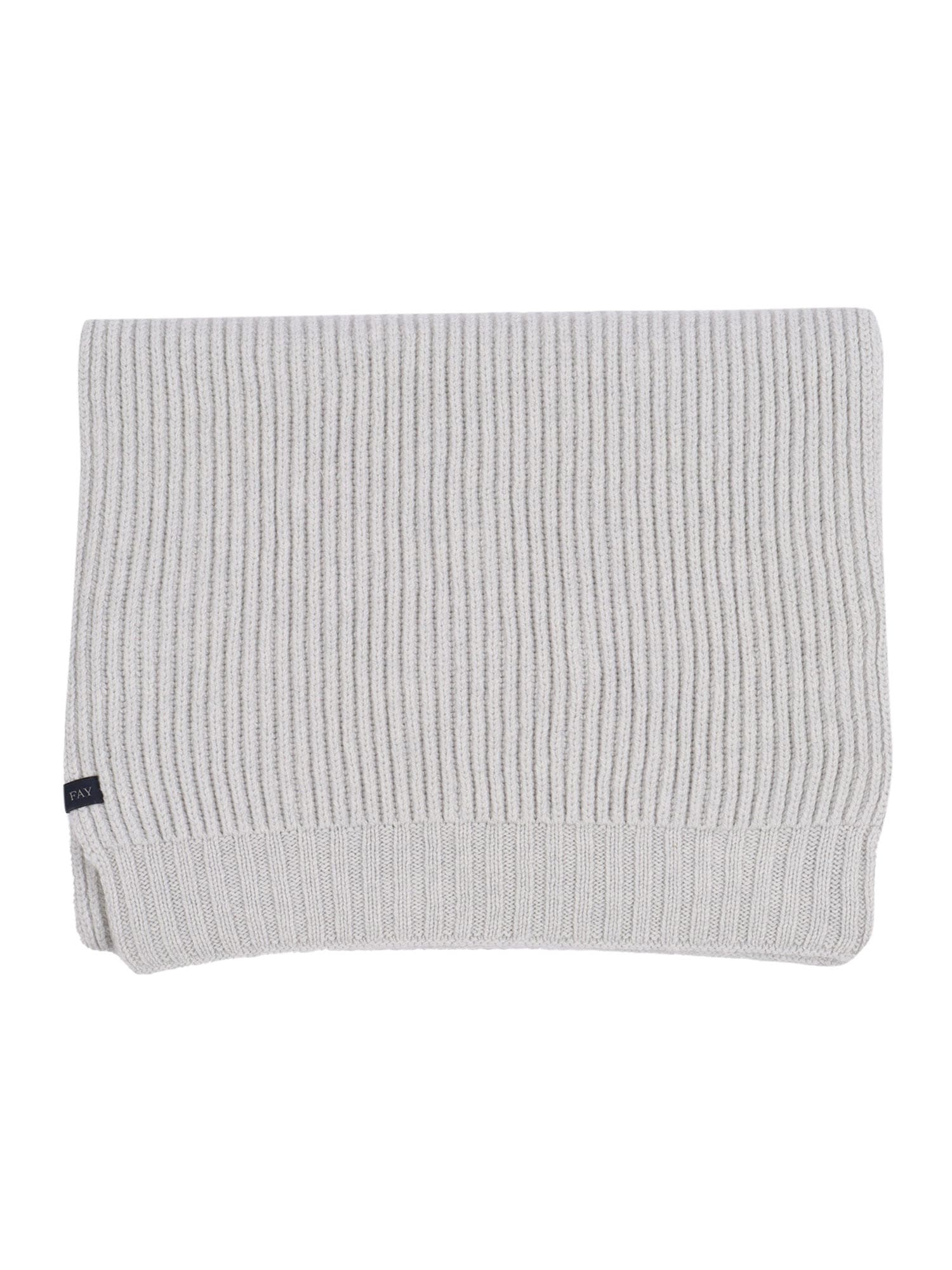 Fay Ribbed Wool Scarf In Gray