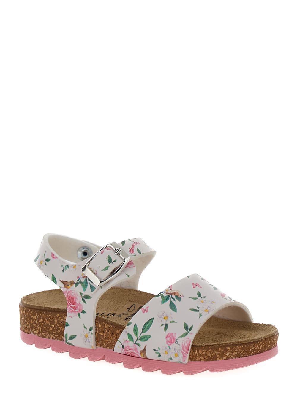 Shop Monnalisa Multicolor Sandals With Floreal Print In Polyurethane Baby In White