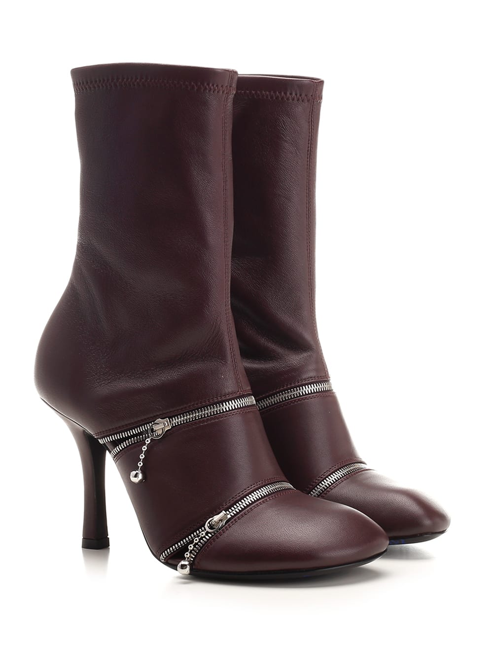 Shop Burberry Peep Ankle Boots In Bordeaux