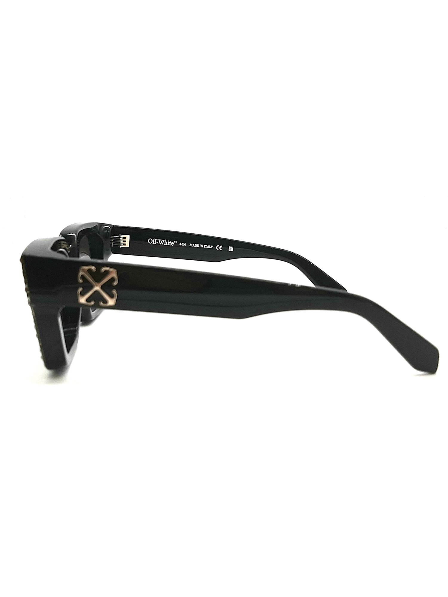 Shop Off-white Oeri126 Virgil Sunglasses L Sunglasses In Gold Dark Grey