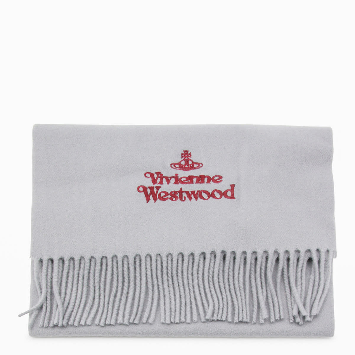 Vivienne Westwood Light Grey Wool Scarf In Gray