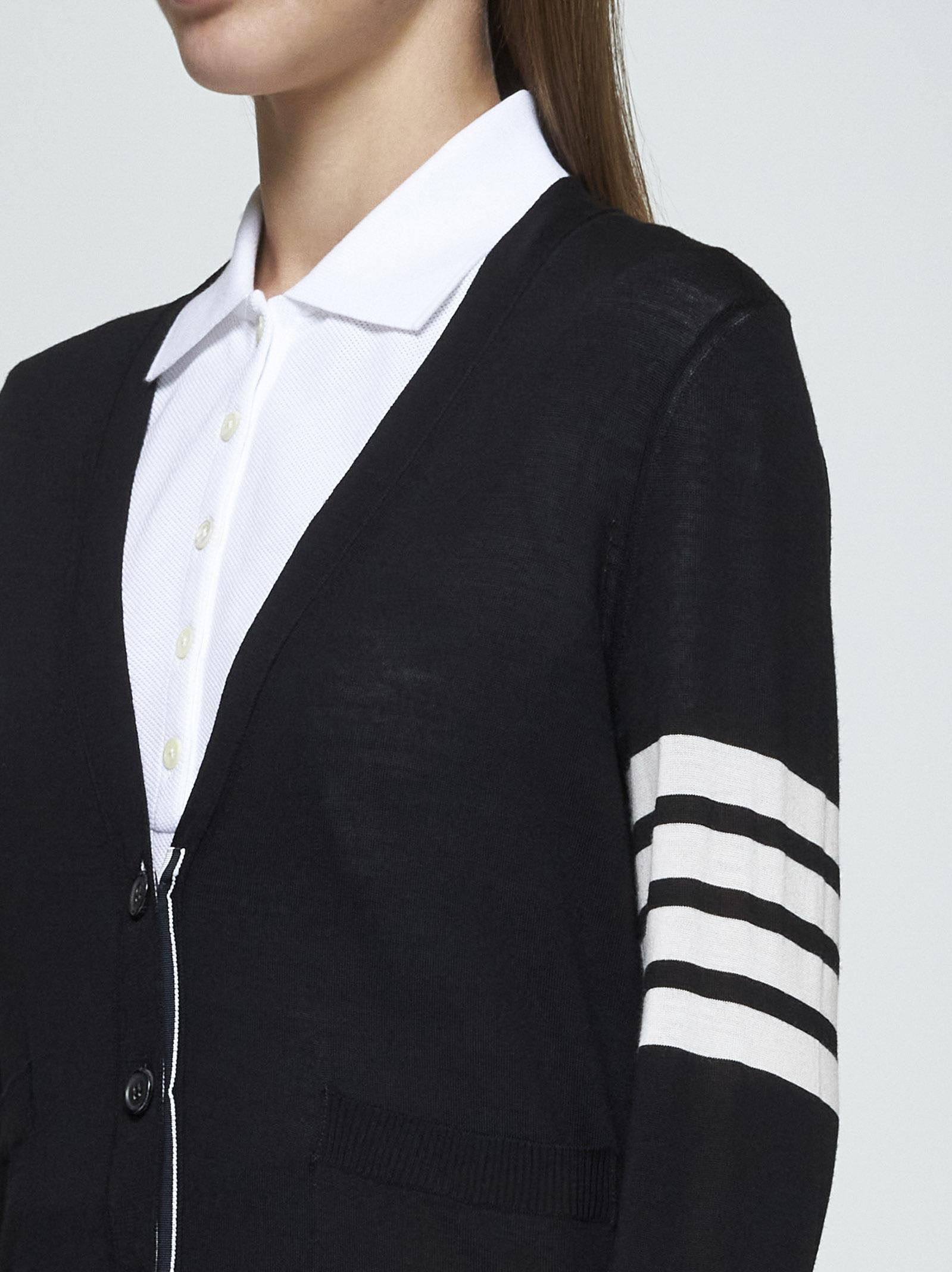 Shop Thom Browne 4-bar Neckline Cardigan In Black