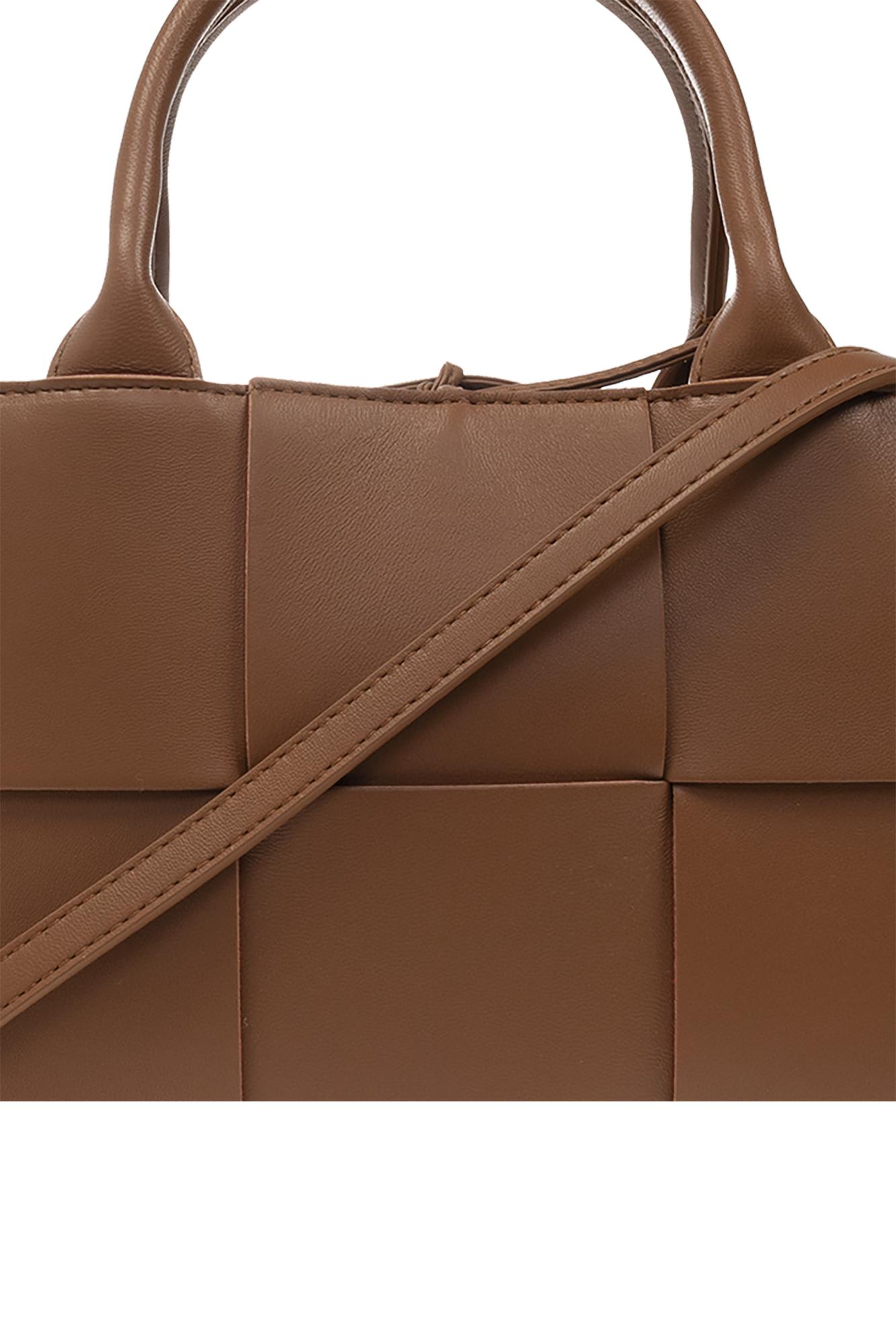 Shop Bottega Veneta Arco Mini Shopper Bag In Wood/wood-a.c-g