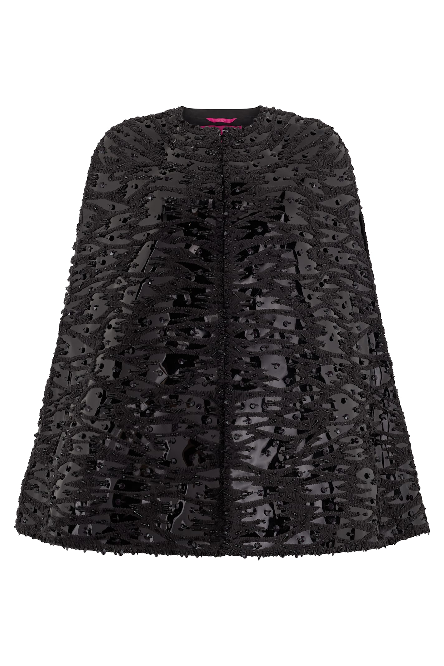 Valentino Silk Cape With Applications In Black